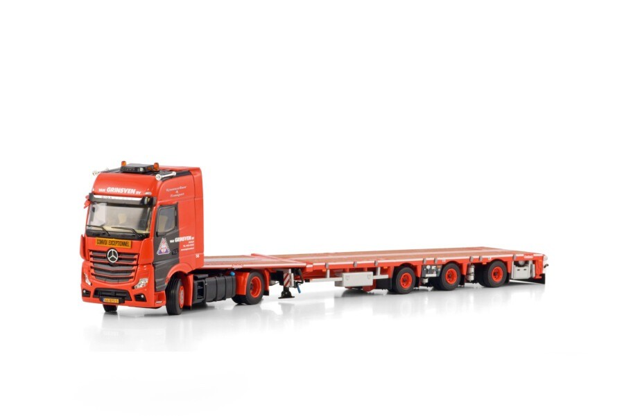 1/50 Van Grinsven; MERCEDES-BENZ ACTROS MP5 GIGA SPACE 4X2 FLATBED MEGA TRAILER - 3 AXLE - Lowbed