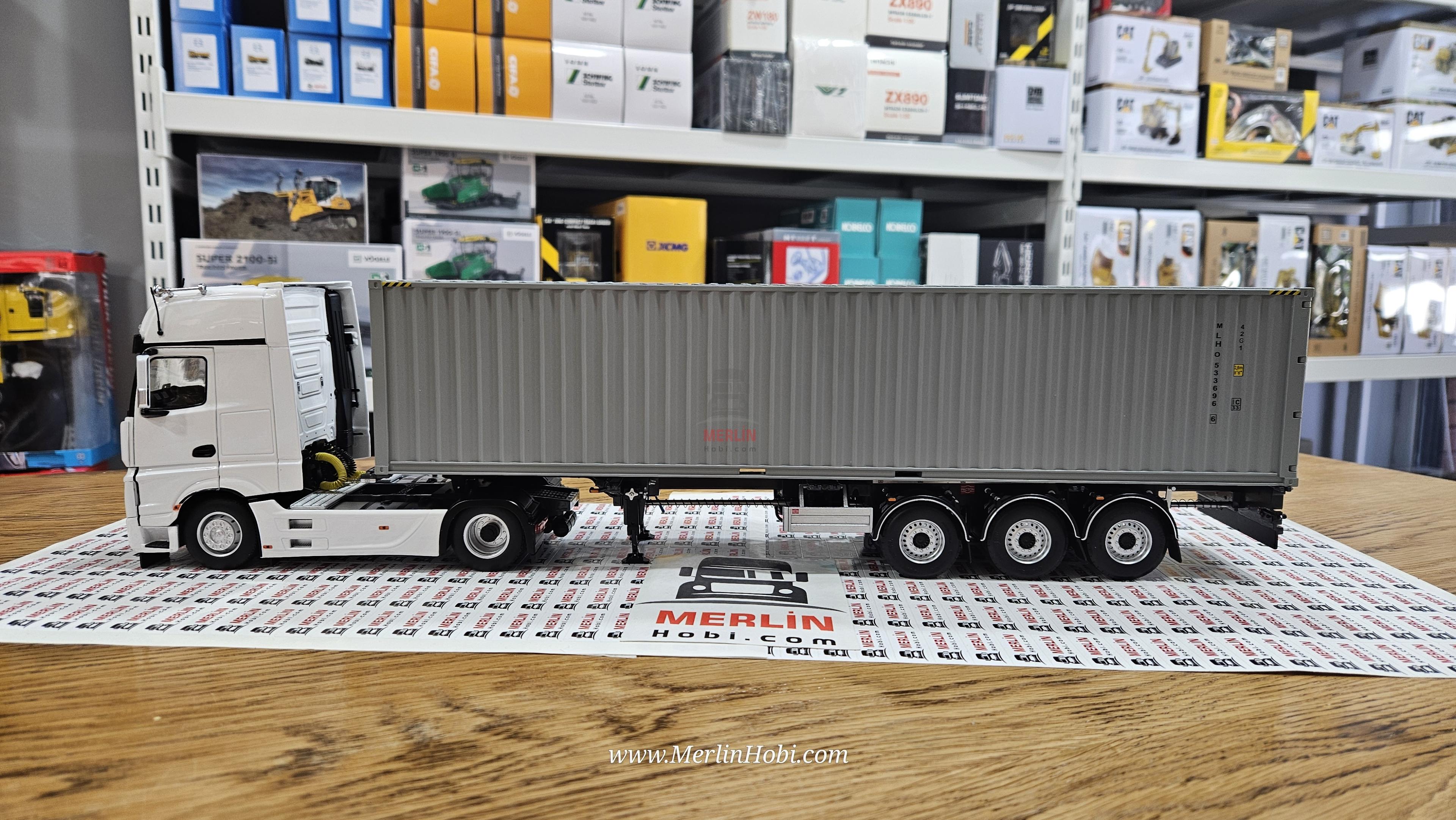 1/32 Marge Mercedes Actros 4x2 + 40ft Gri Konteyner Dorse