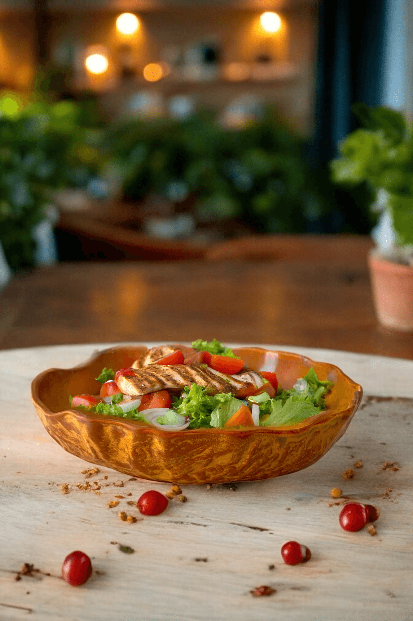  Wood 26cm Porselen Çukur Salata ve Makarna Kase - Savana