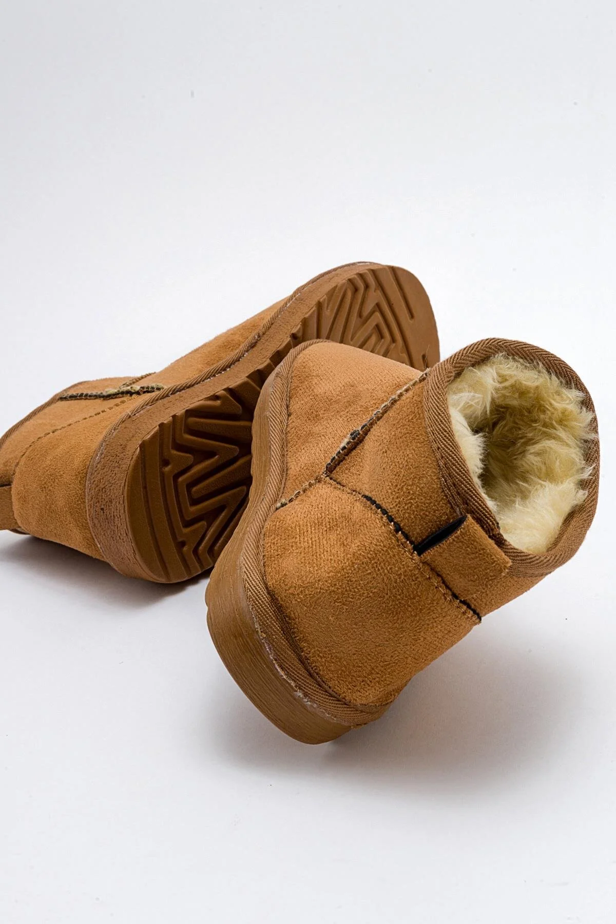  Kadın Süet Içi Kürklü Alçak Taban Bilekte Kısa Kadın Bot&bootie 