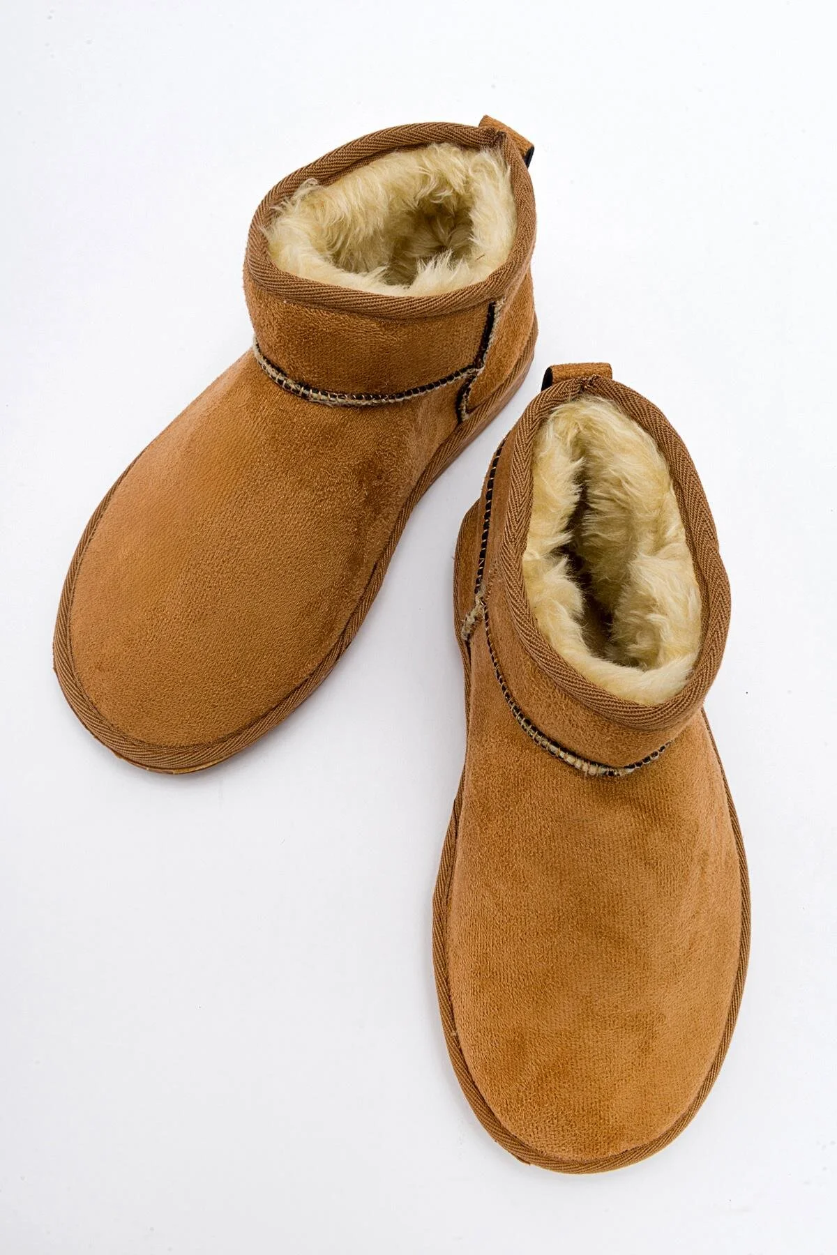  Kadın Süet Içi Kürklü Alçak Taban Bilekte Kısa Kadın Bot&bootie 