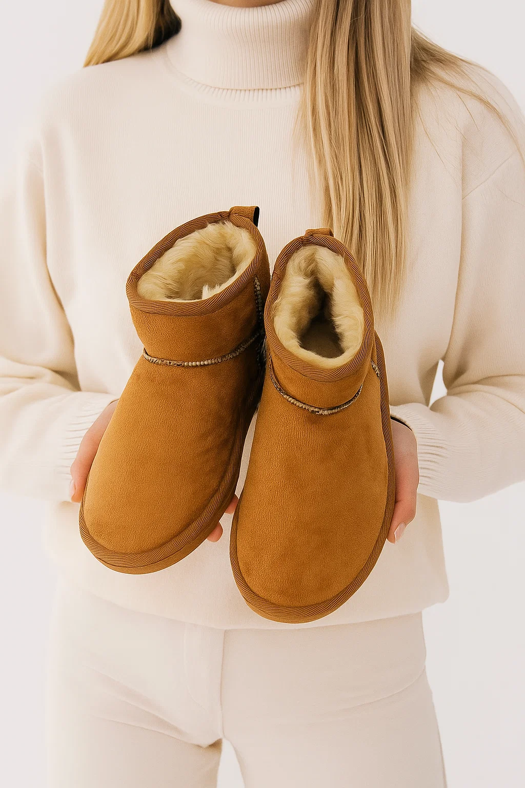  Kadın Süet Içi Kürklü Alçak Taban Bilekte Kısa Kadın Bot&bootie 