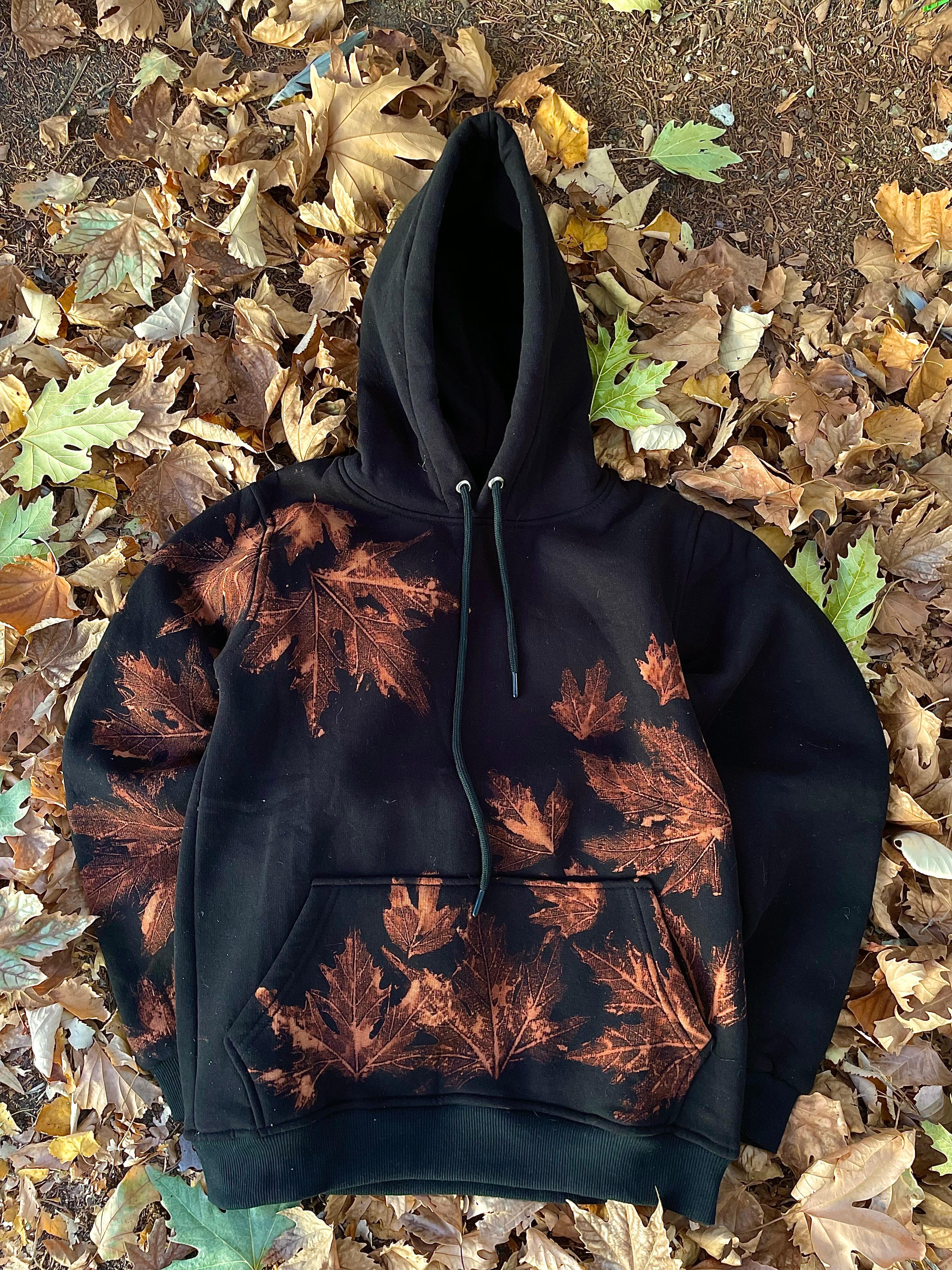 Yaprak Baskılı Hoodie