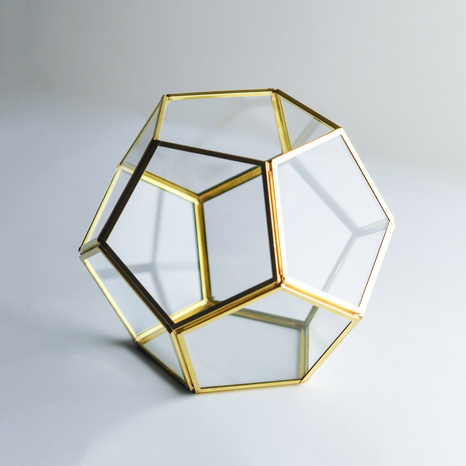 21x21x17cm Geometrik Teraryum Cam Fanus Aksesuar Çikolata Kutusu Pirinç Gold Siyah Bakır Gümüş