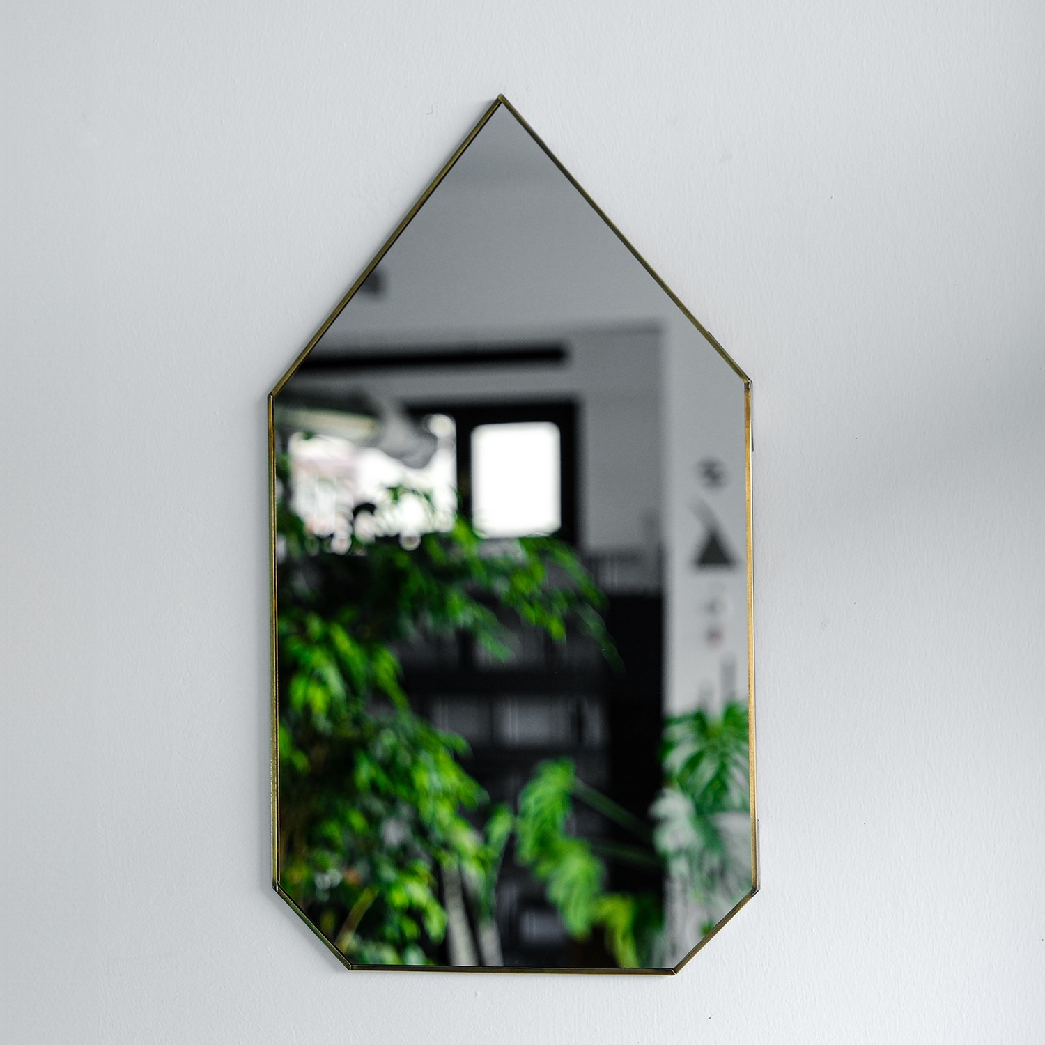 20x12 inch | Mirror | Wall Hanging | Without Chain | Geometric | Antique Brass