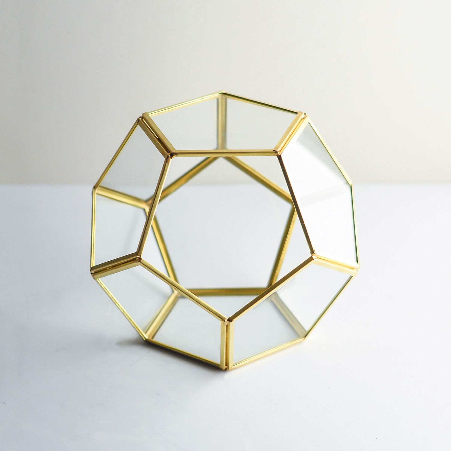 21x21x17cm Geometrik Teraryum Cam Fanus Aksesuar Çikolata Kutusu Pirinç Gold Siyah Bakır Gümüş