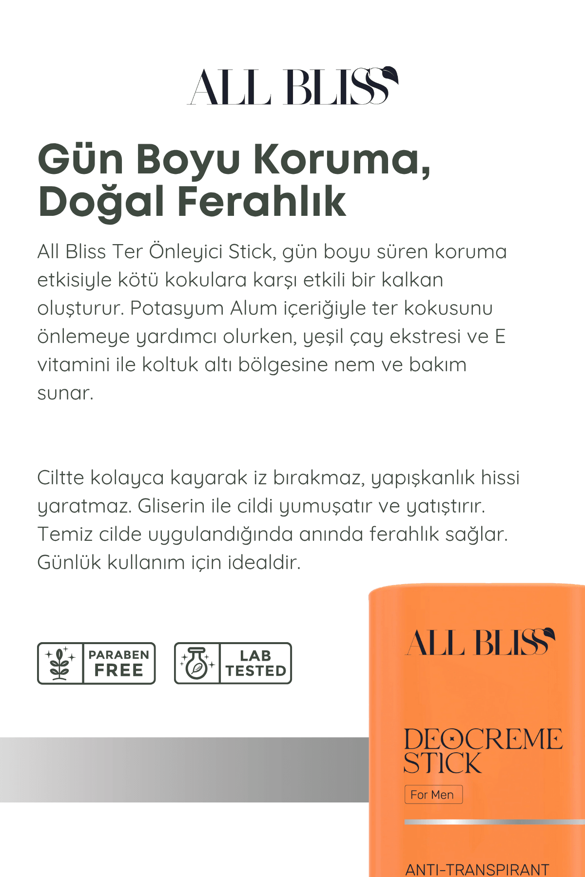 Erkeklere Özel Deodorant Stick 50 ml – Gün Boyu Koruma & Doğal Ferahlık
