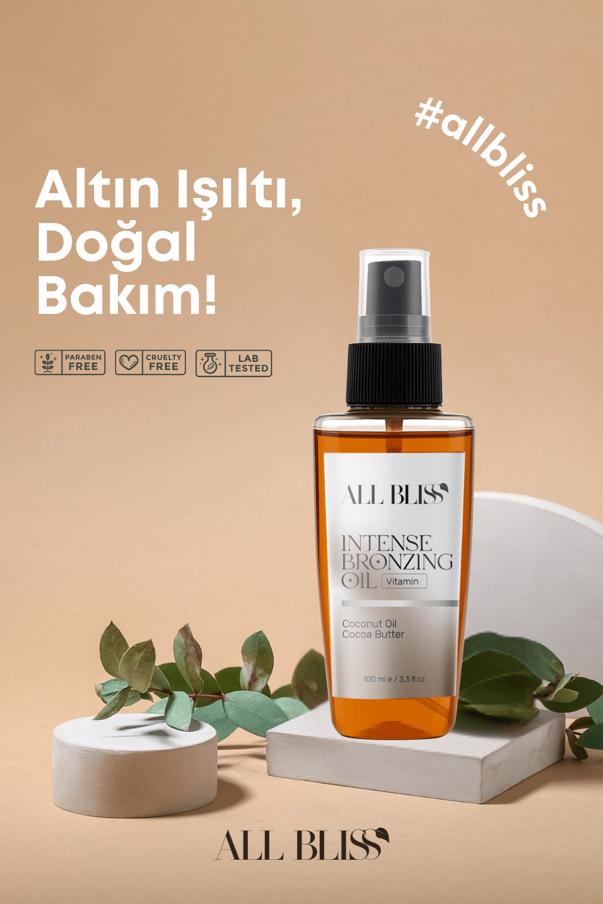 Bronzlaştırıcı Yağ 100 ml – Havuç, Kakao, Badem ve Çay Ağacı Yağlı – Doğal Işıltı Veren, E Vitaminli Yoğun Bakım Yağı