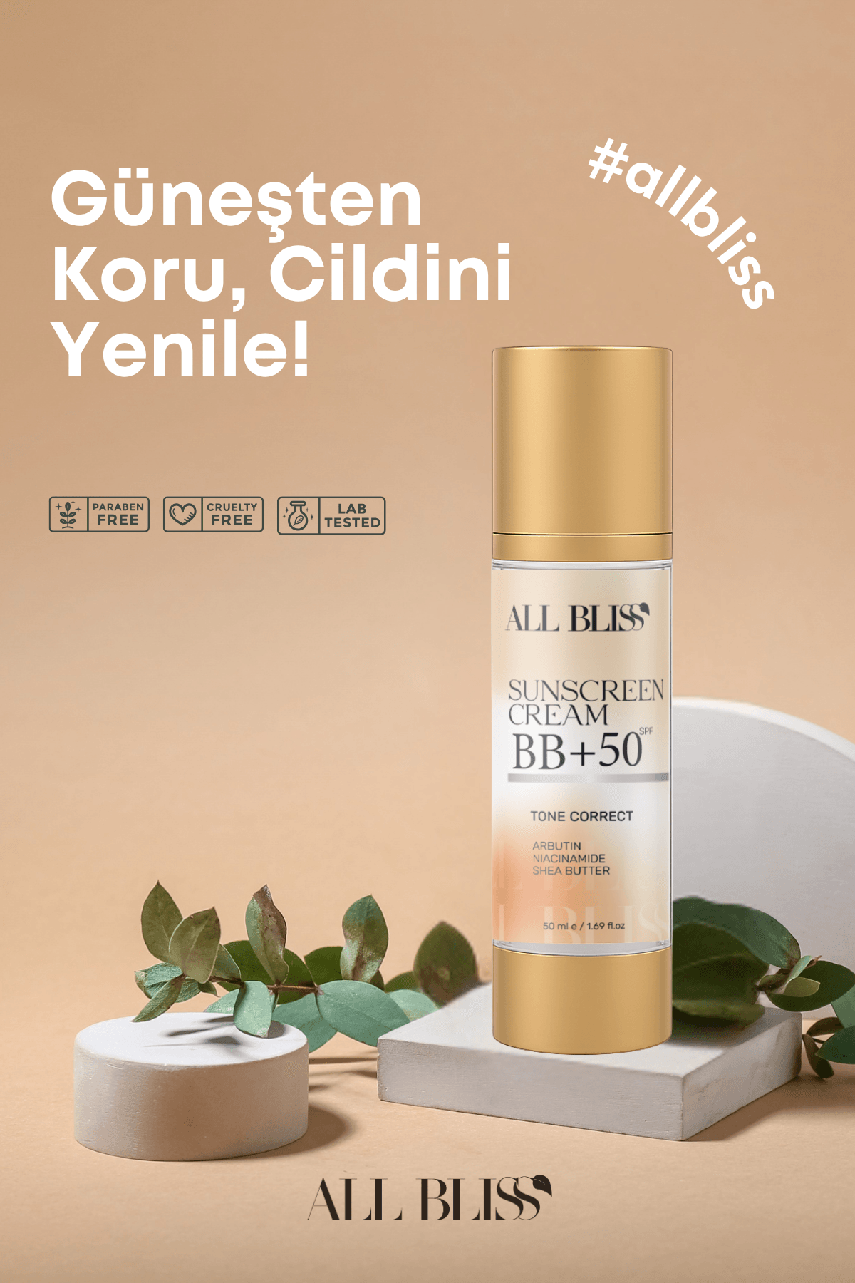 50+ SPF BB Güneş Kremi 50 ml – Renk Eşitleyici, Nemlendirici, Ton Dengeleyici 