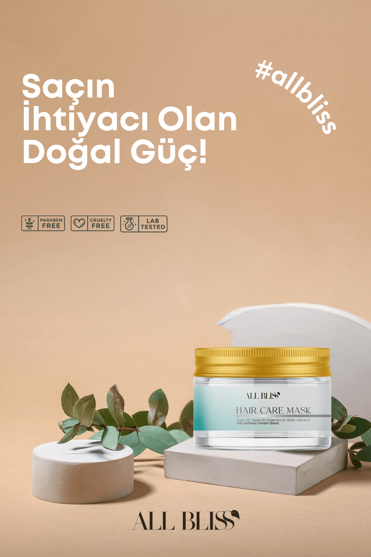 Bitkisel Keratinli Saç Bakım Maskesi 200 ml – Yeşil Çay ve Doğal Yağlarla Yoğun Onarıcı & Nemlendirici Etki – Tüm Saç Tipleri İçin
