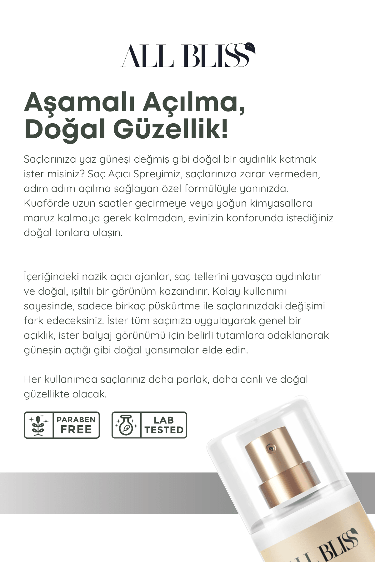Saç Açıcı Sprey 200 ml – Aşamalı Renk Açıcı Bakım Spreyi