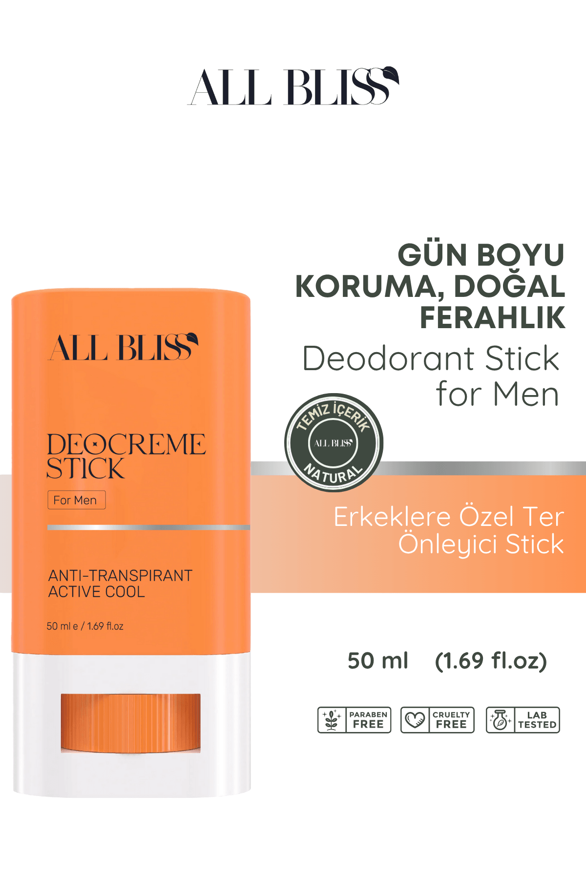 Erkeklere Özel Deodorant Stick 50 ml – Gün Boyu Koruma & Doğal Ferahlık