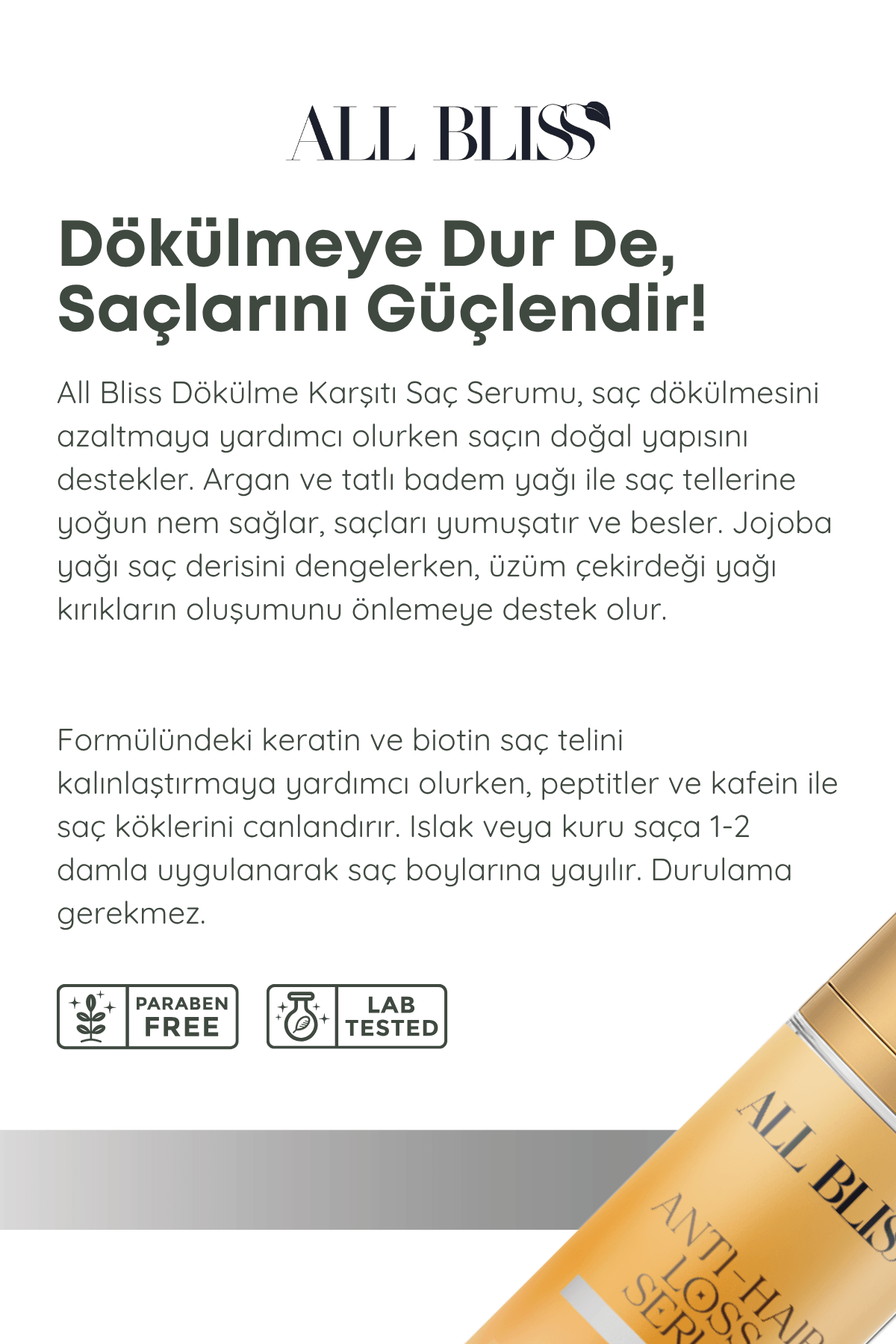 Gül Özlü Saç Bakım Yağı 50 ml – Argan, Hindistan Cevizi, Badem ve Keratin İçerikli – Kırık Onarıcı, Uzatıcı & Dökülme Karşıtı Yoğun Bakım