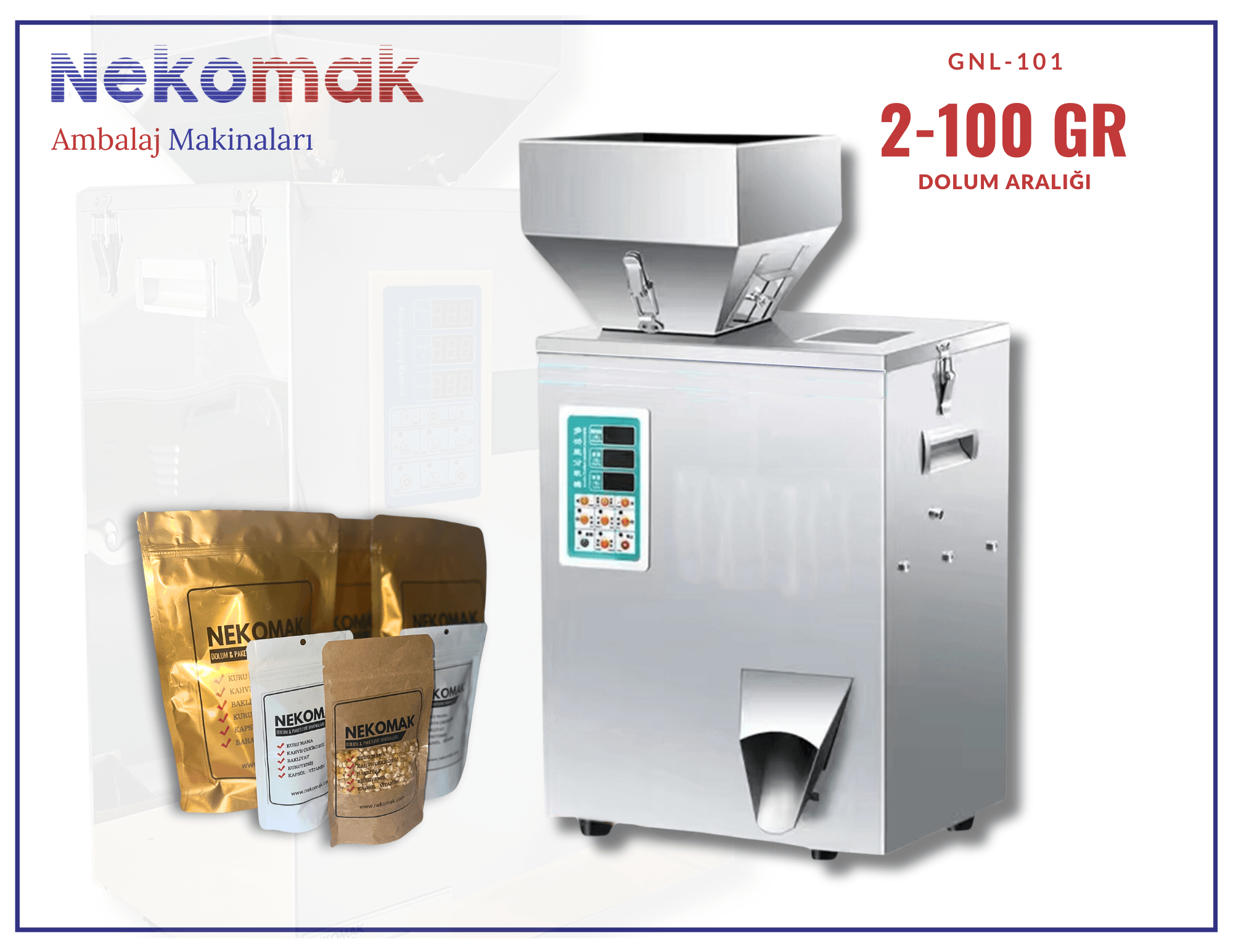 GNL-101 GRANÜL-TOZ DOLUM MAKİNASI (2-100 GR)