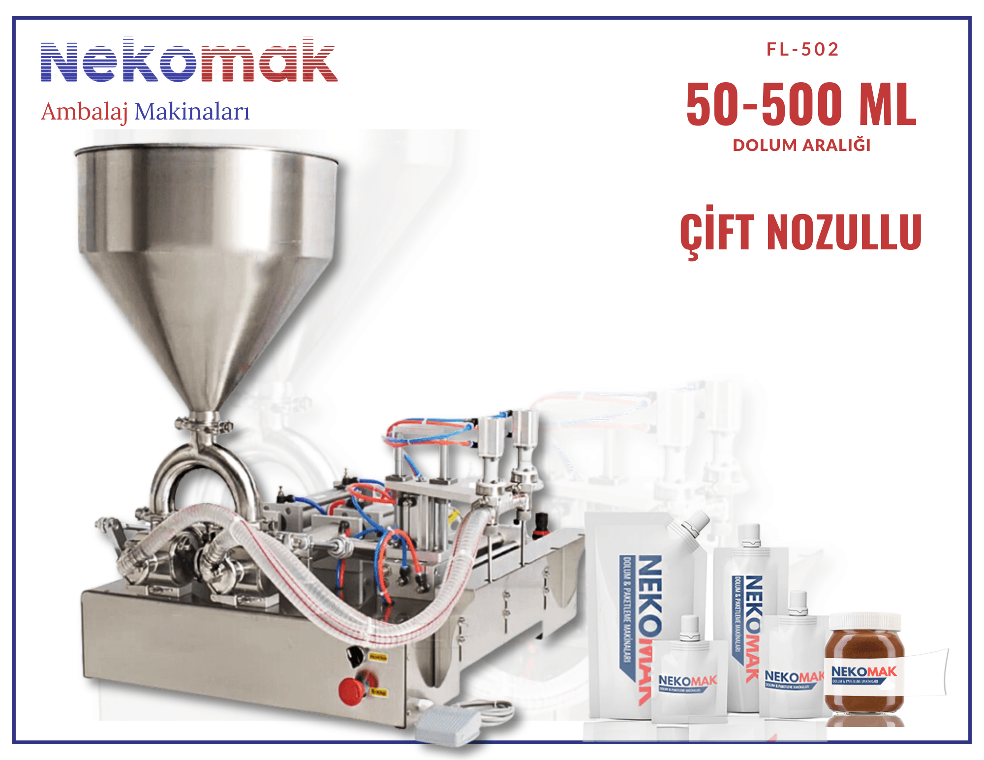 FL-502 ÇİFT NOZULLU DOLUM MAKİNASI (50-500 ML)