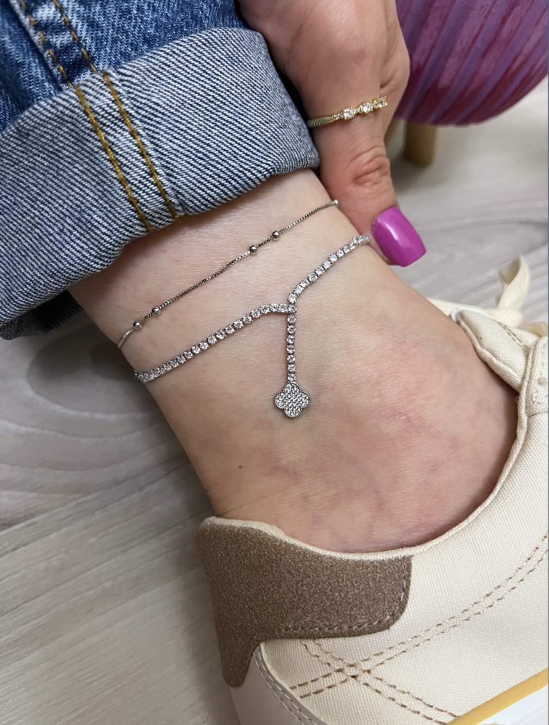 Özel seri silver yonca halhal-LAVİNYA