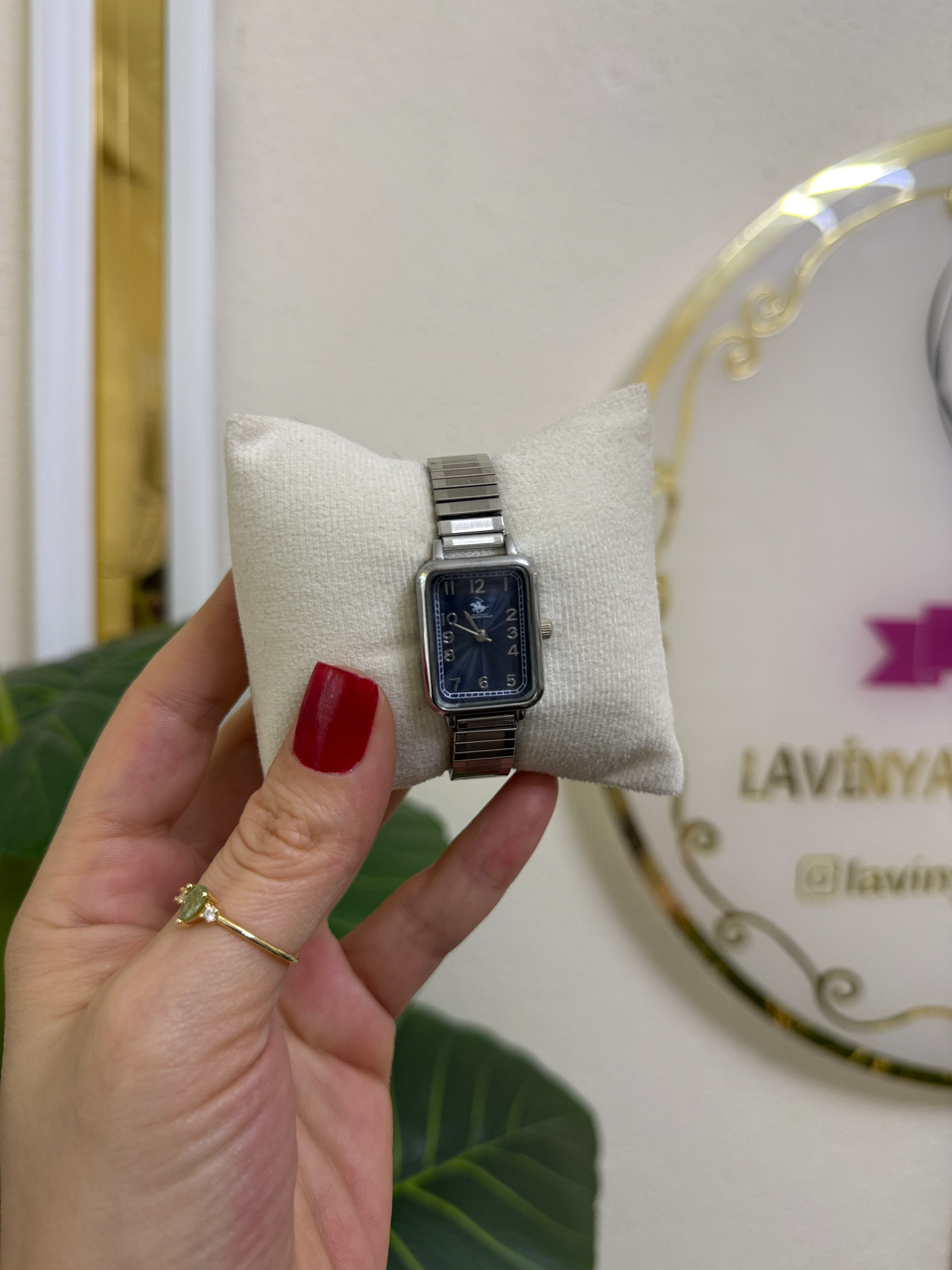 A kalite yaylı dikdörtgen çelik saat-LAVİNYA