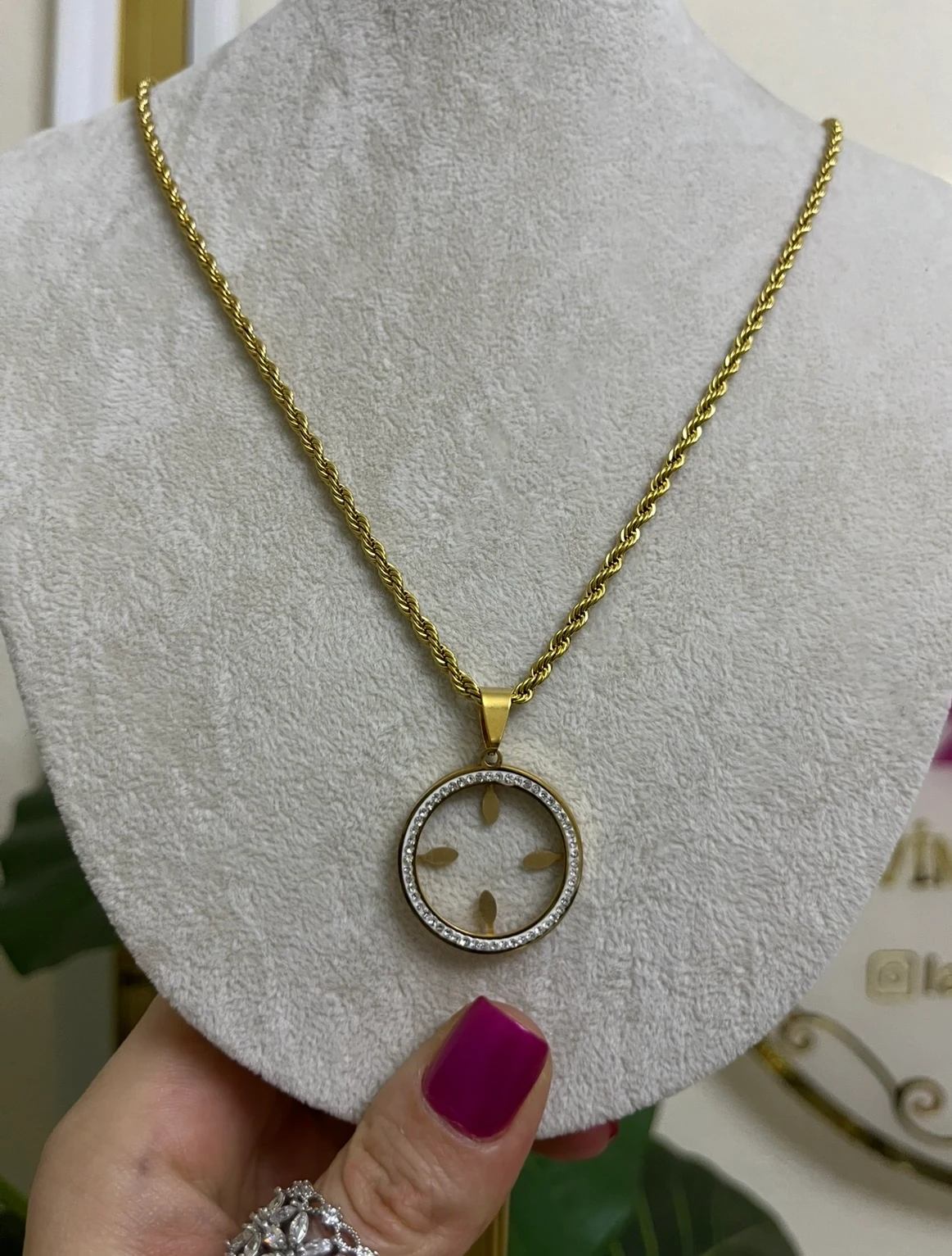 Çelik 60cm yarım altınlık kolye-LAVİNYA