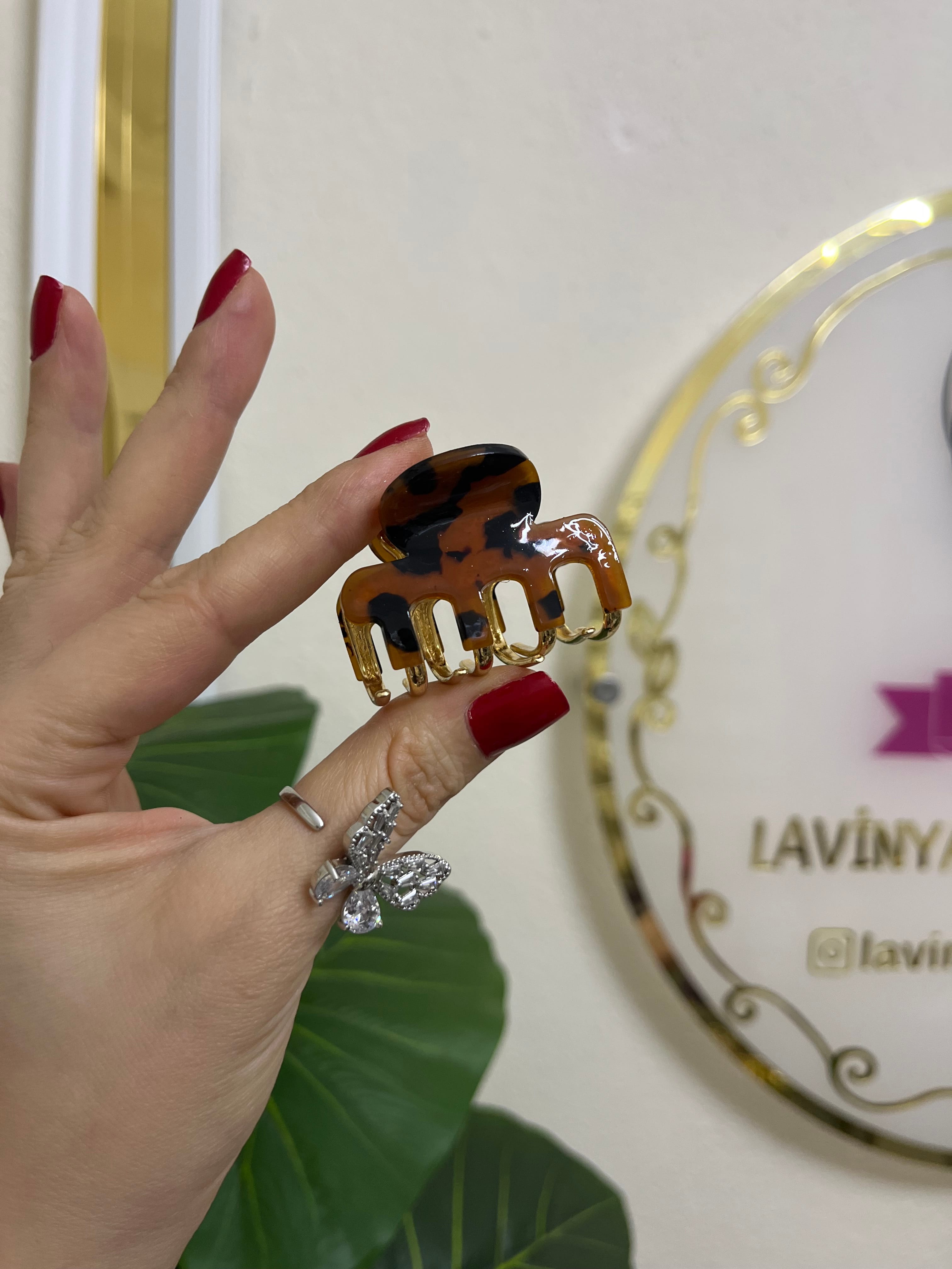 Premium leopar metal toka-LAVİNYA