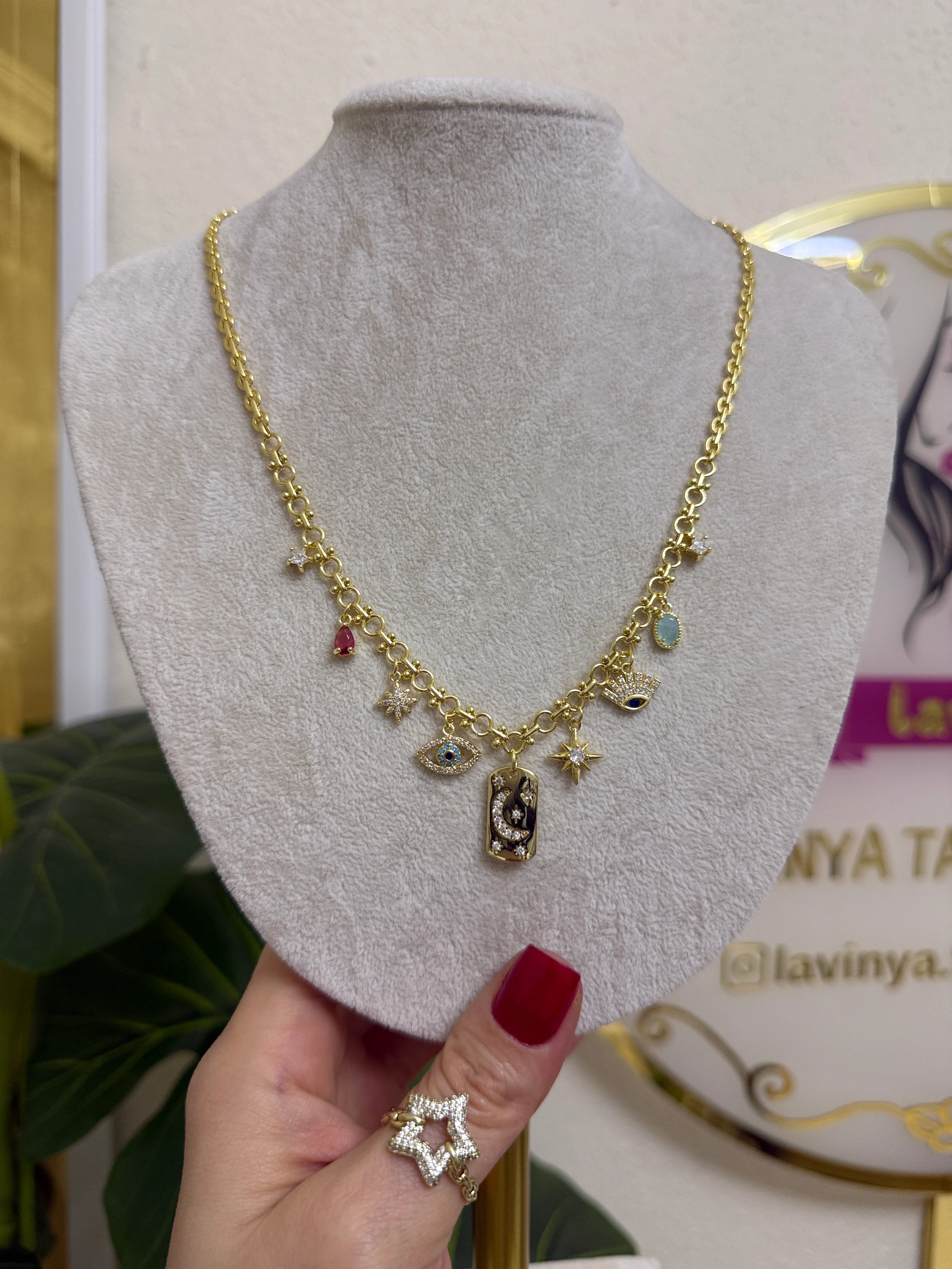 Charmlı özel seri 14k kolye-LAVİNYA