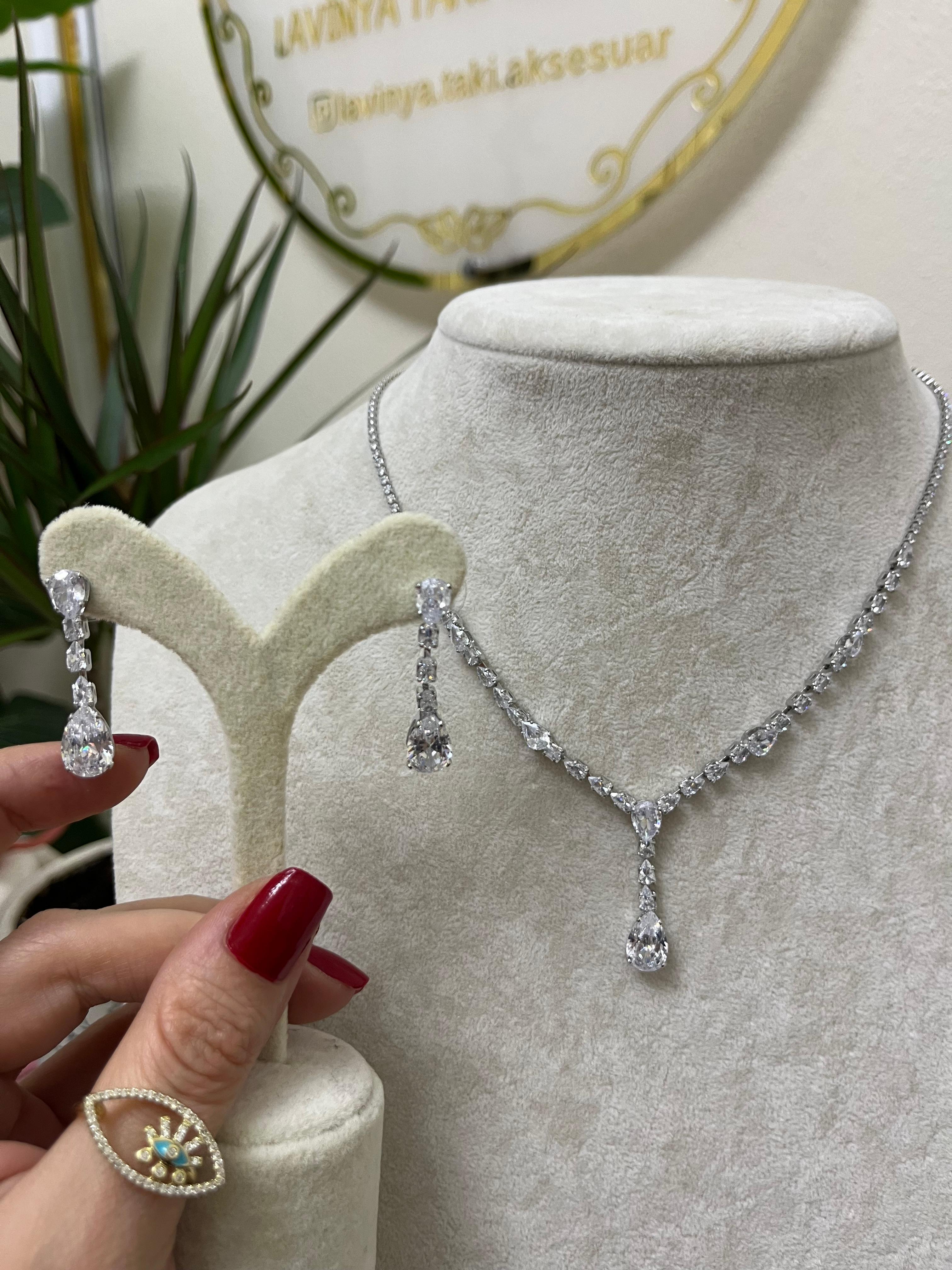 Pırlanta seri silver set-LAVİNYA