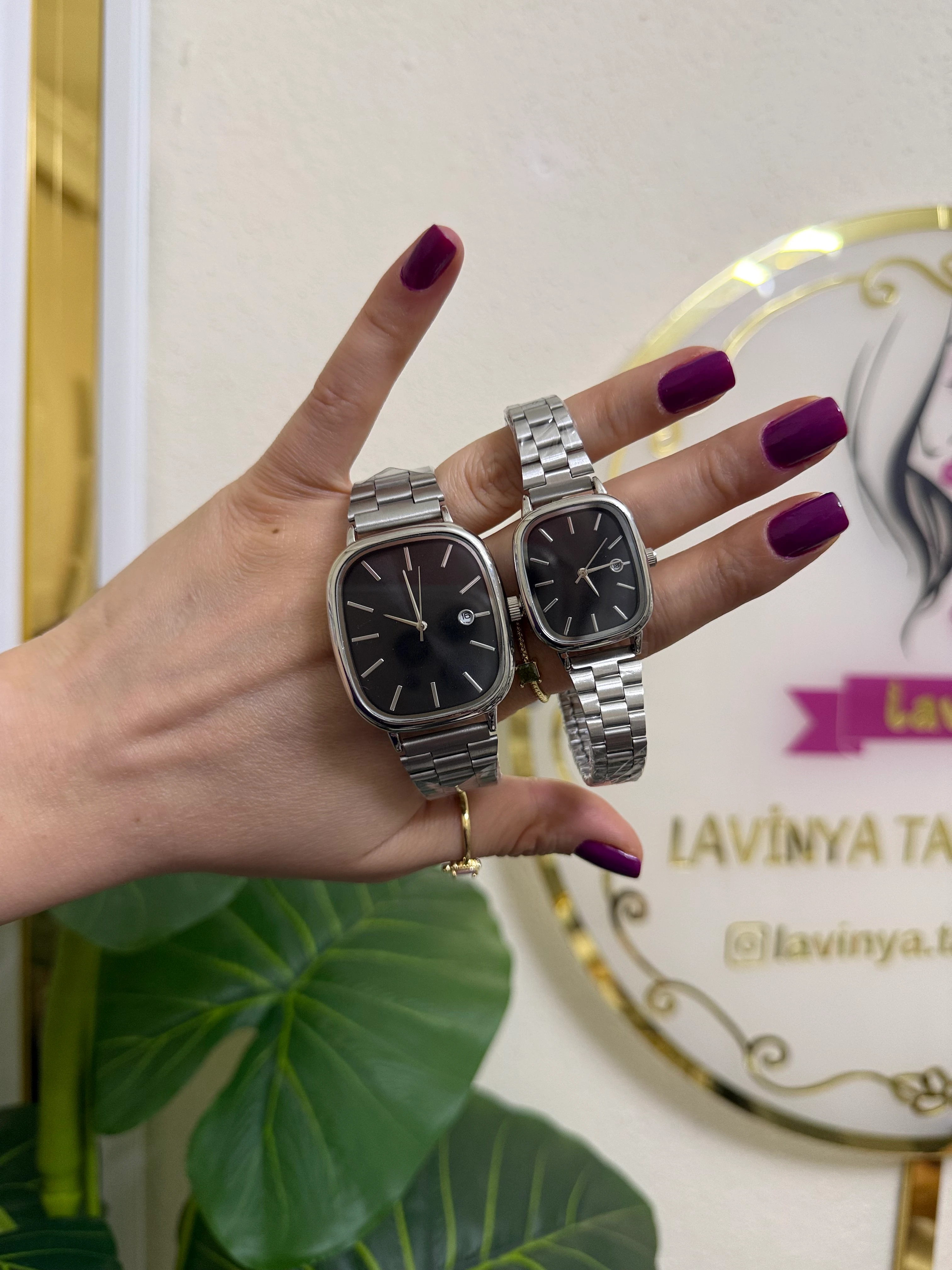 Çelik a kalite çift saatleri(kutu hediyelidir)-LAVİNYA