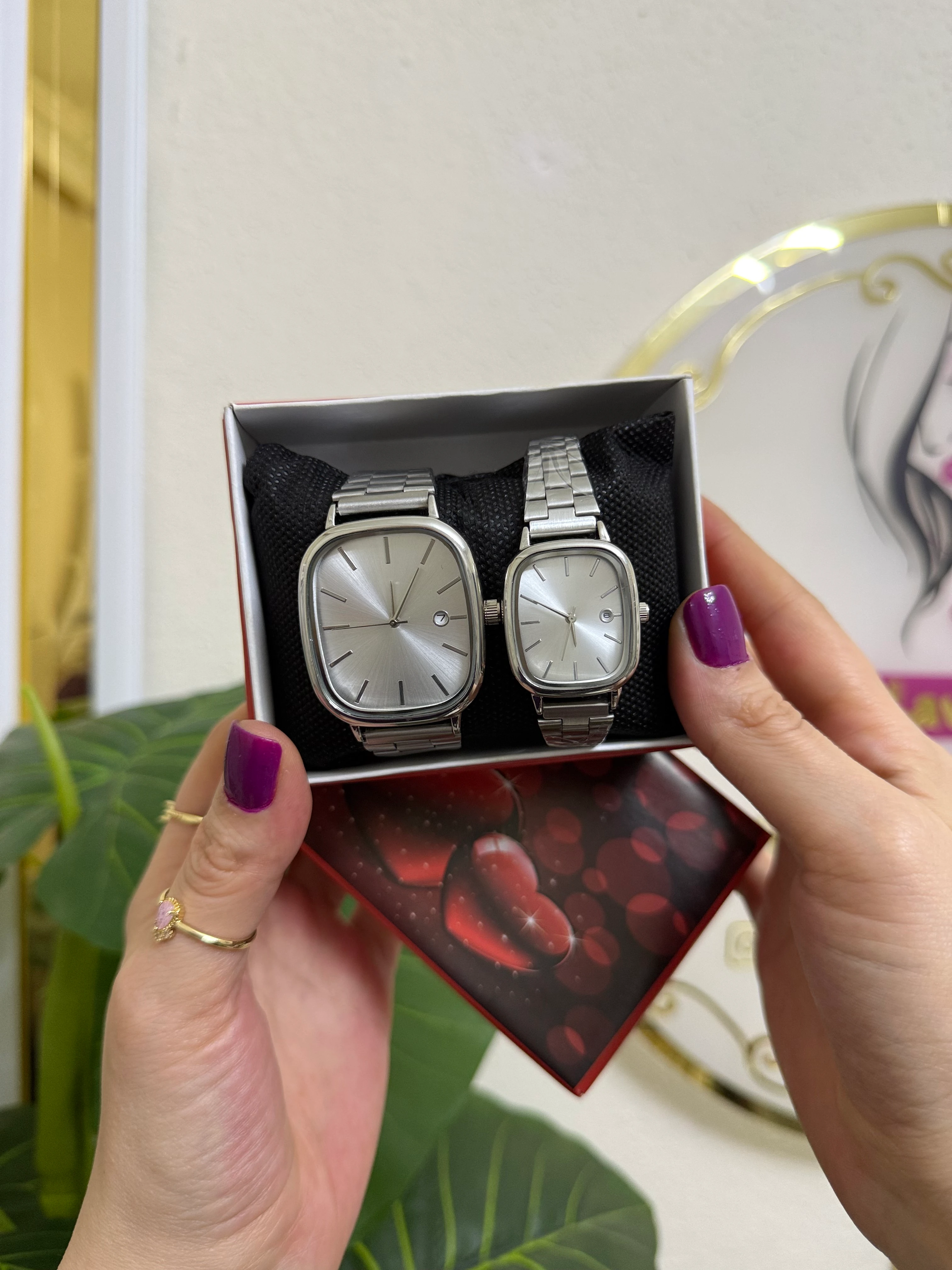 Çelik a kalite çift saatleri(kutu hediyelidir)-LAVİNYA