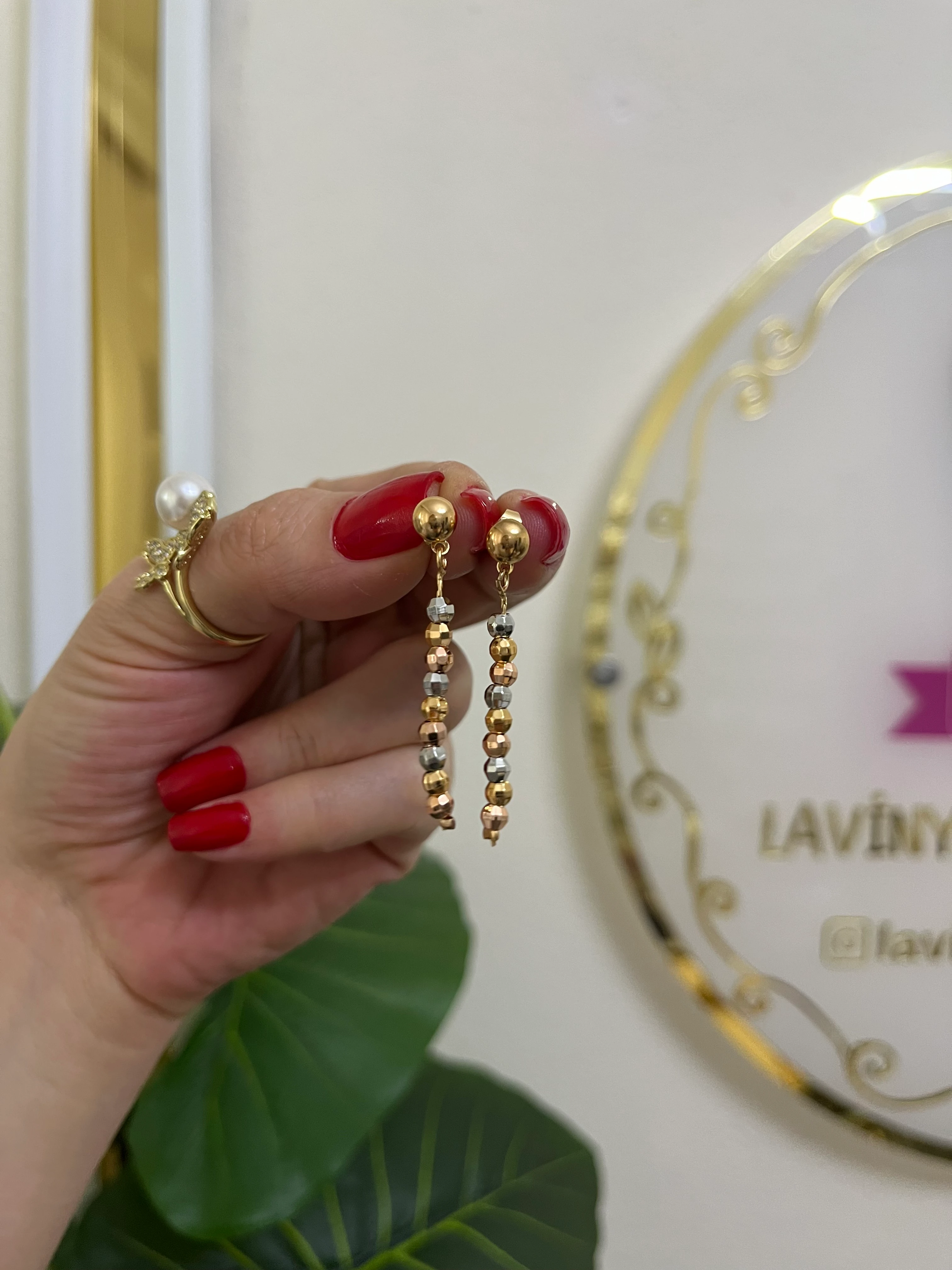 Çift renk dorika çelik küpe-LAVİNYA(iç ipi çeliktir)