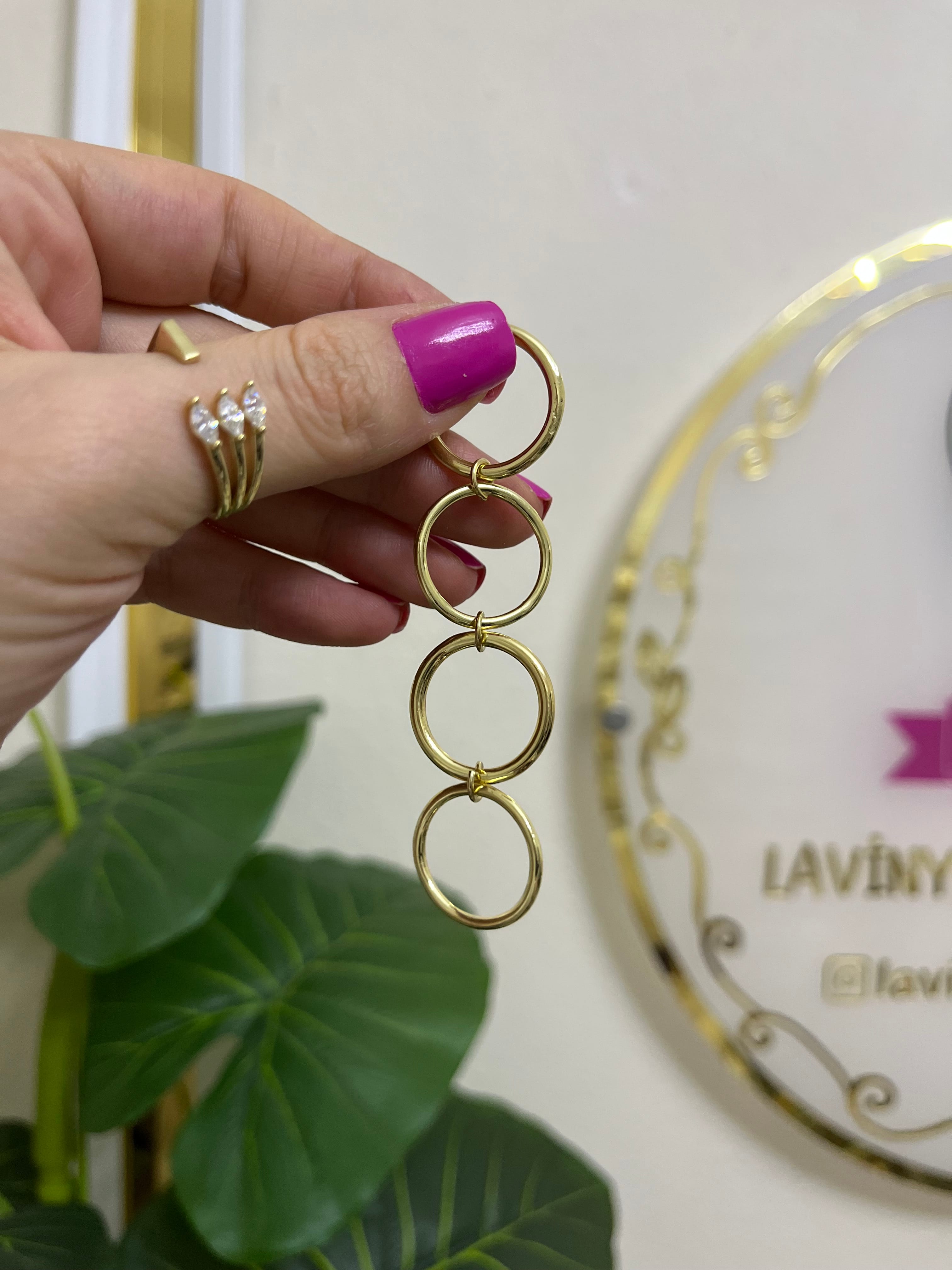 Parçalı gold çelik yüzük-LAVİNYA