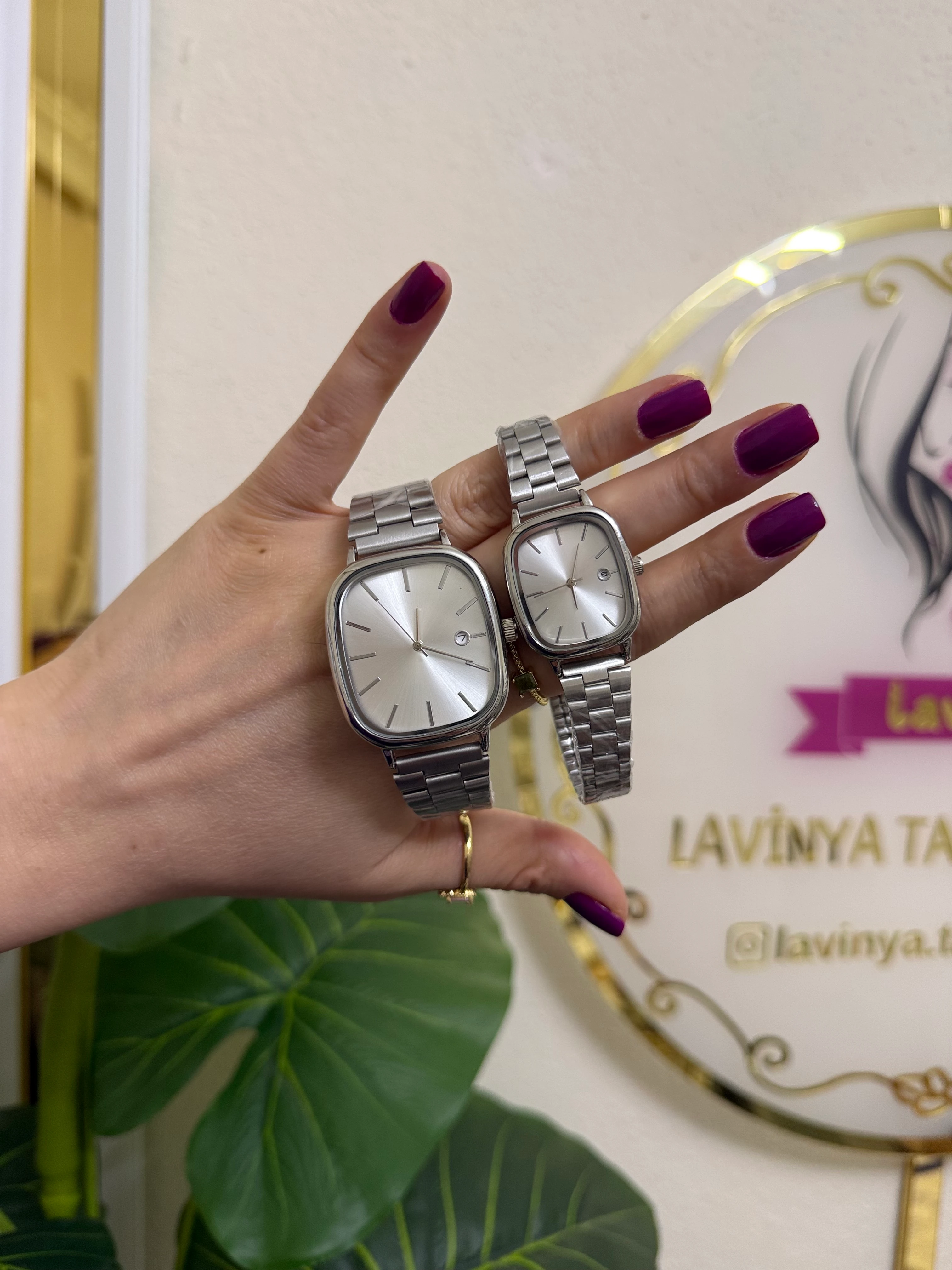 Çelik a kalite çift saatleri(kutu hediyelidir)-LAVİNYA