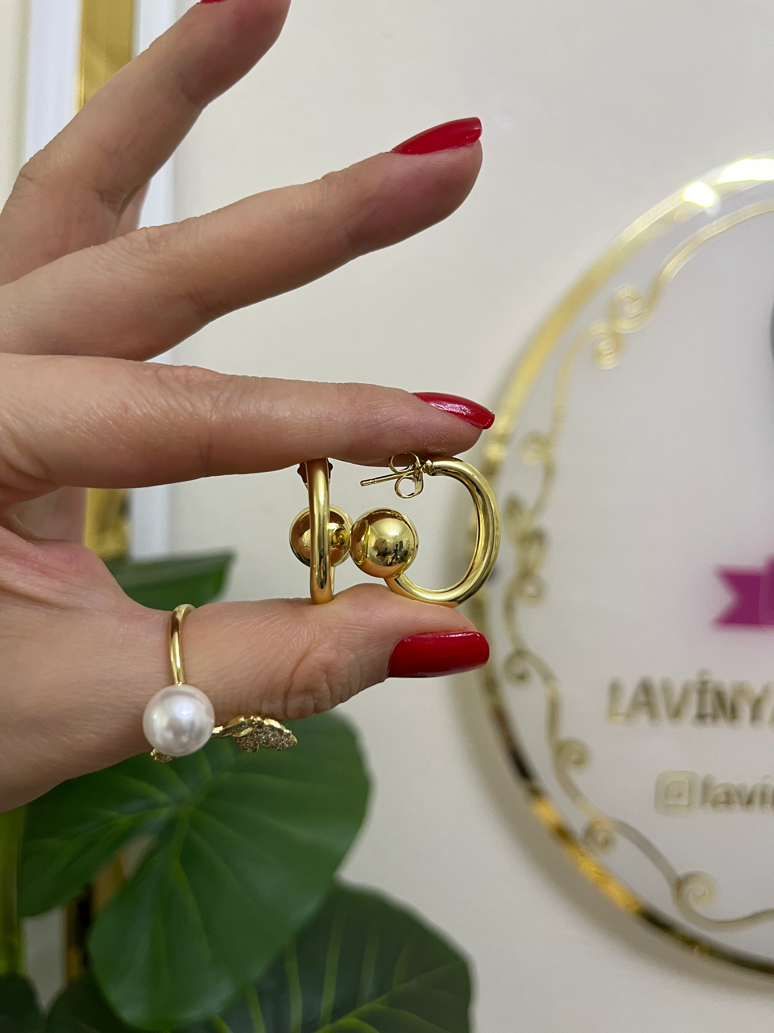 Top detay çelik küpe-LAVİNYA