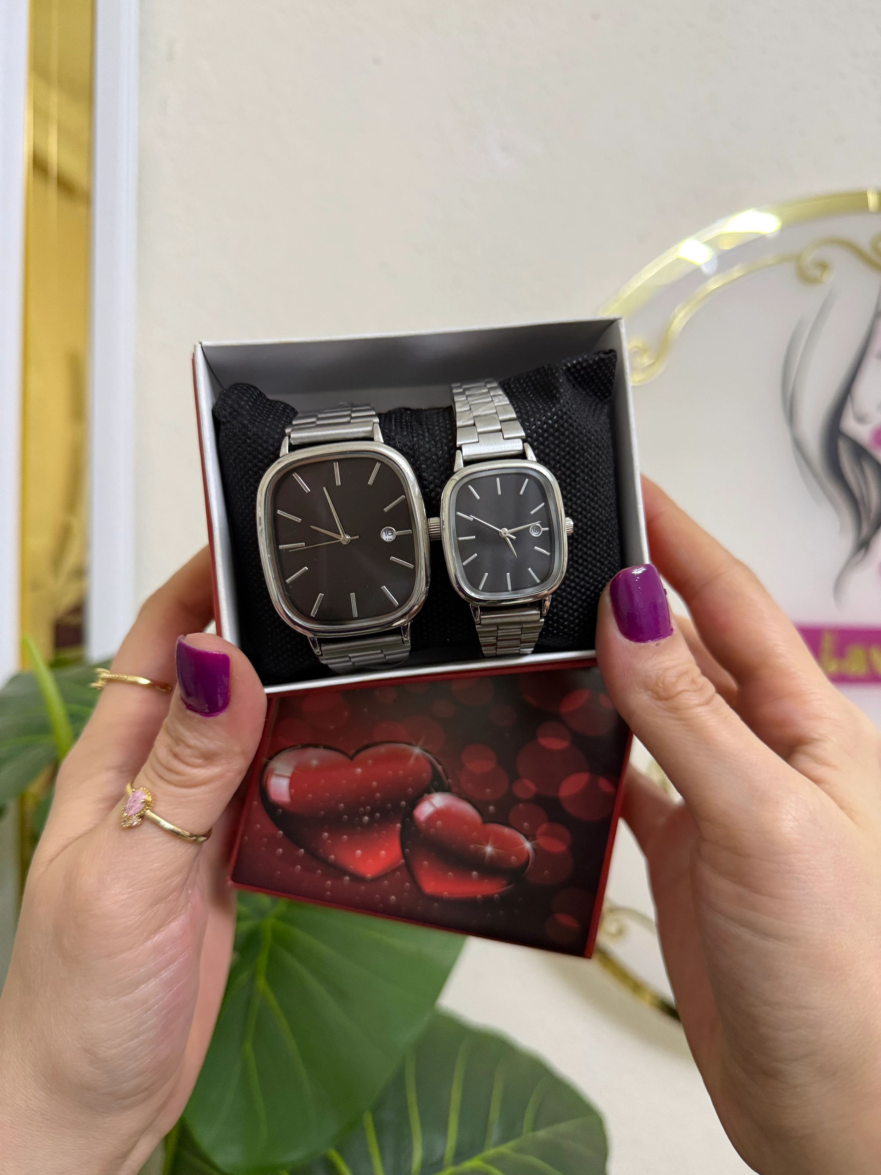 Çelik a kalite çift saatleri(kutu hediyelidir)-LAVİNYA