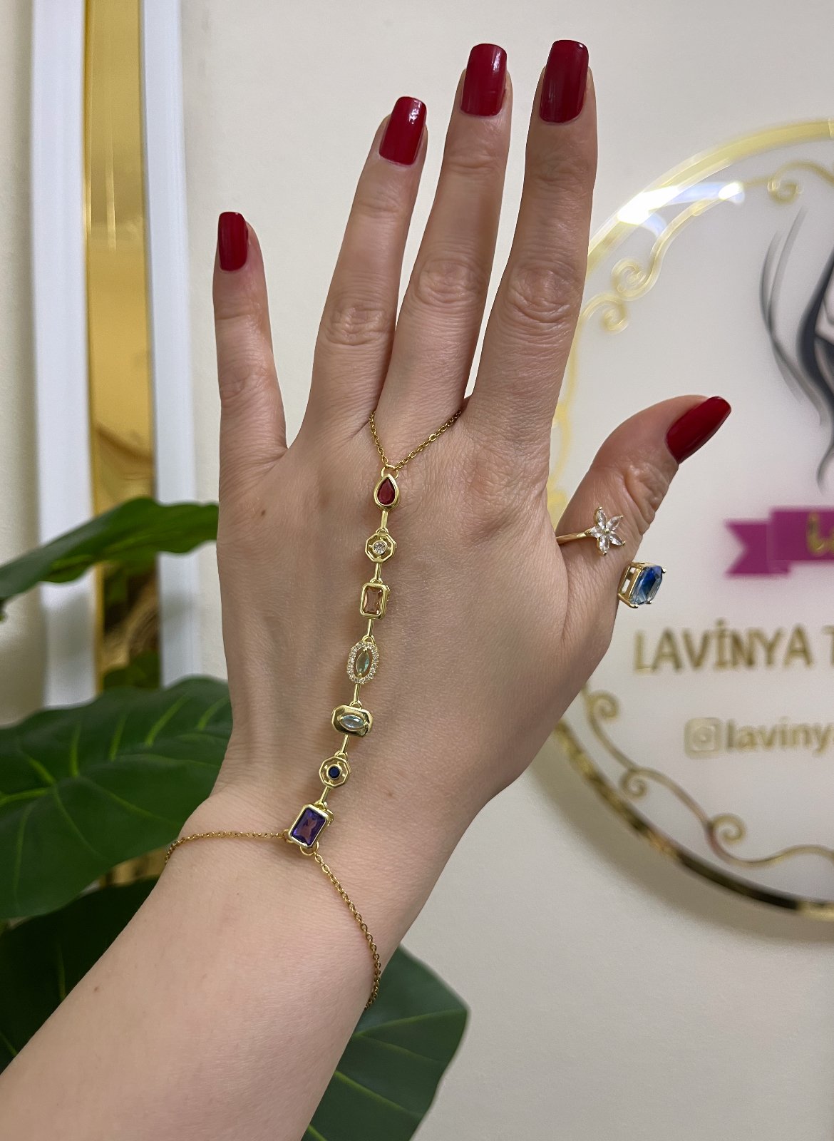 Renkli taşlı gold şahmeran-LAVİNYA