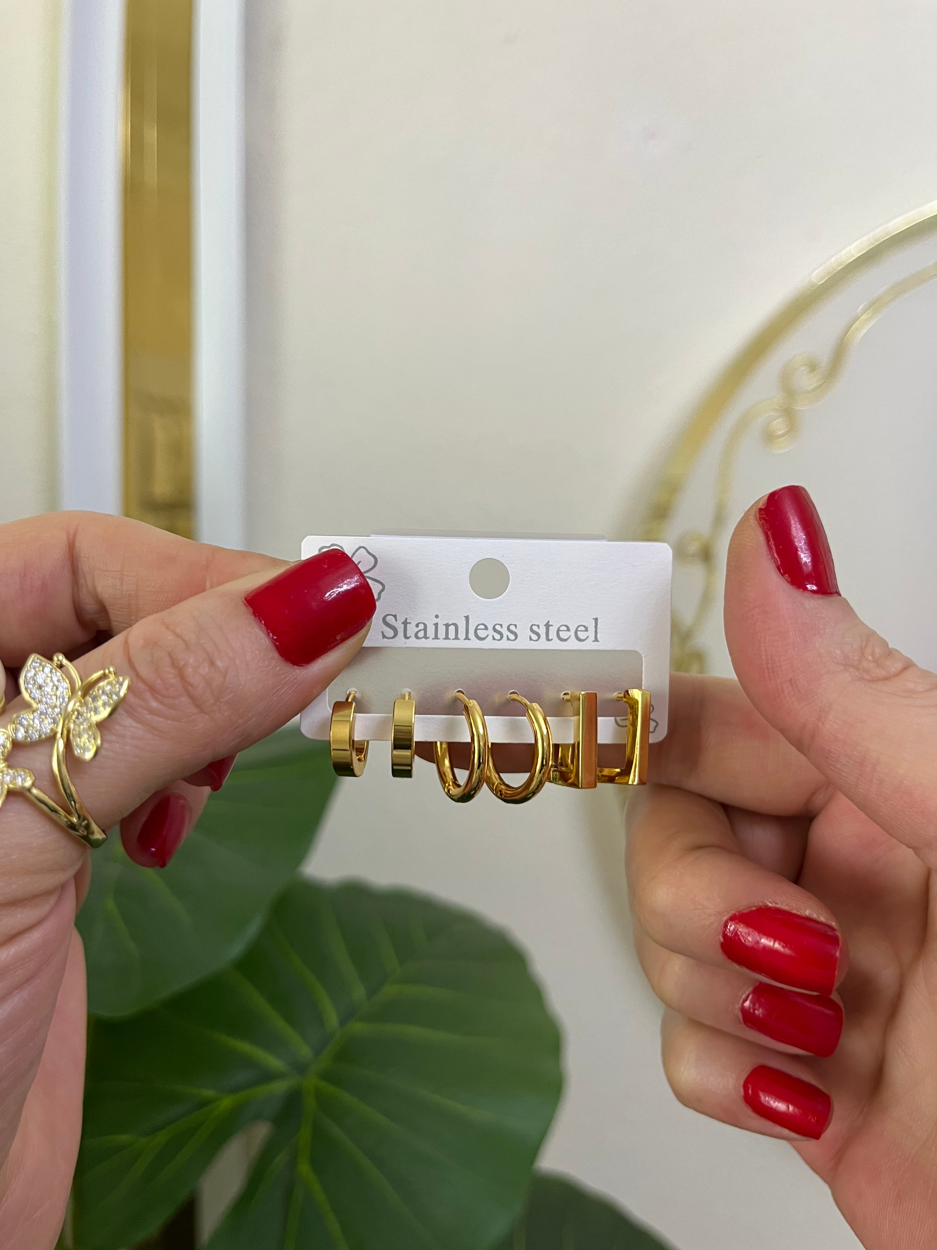 Çelik set küpe-LAVİNYA