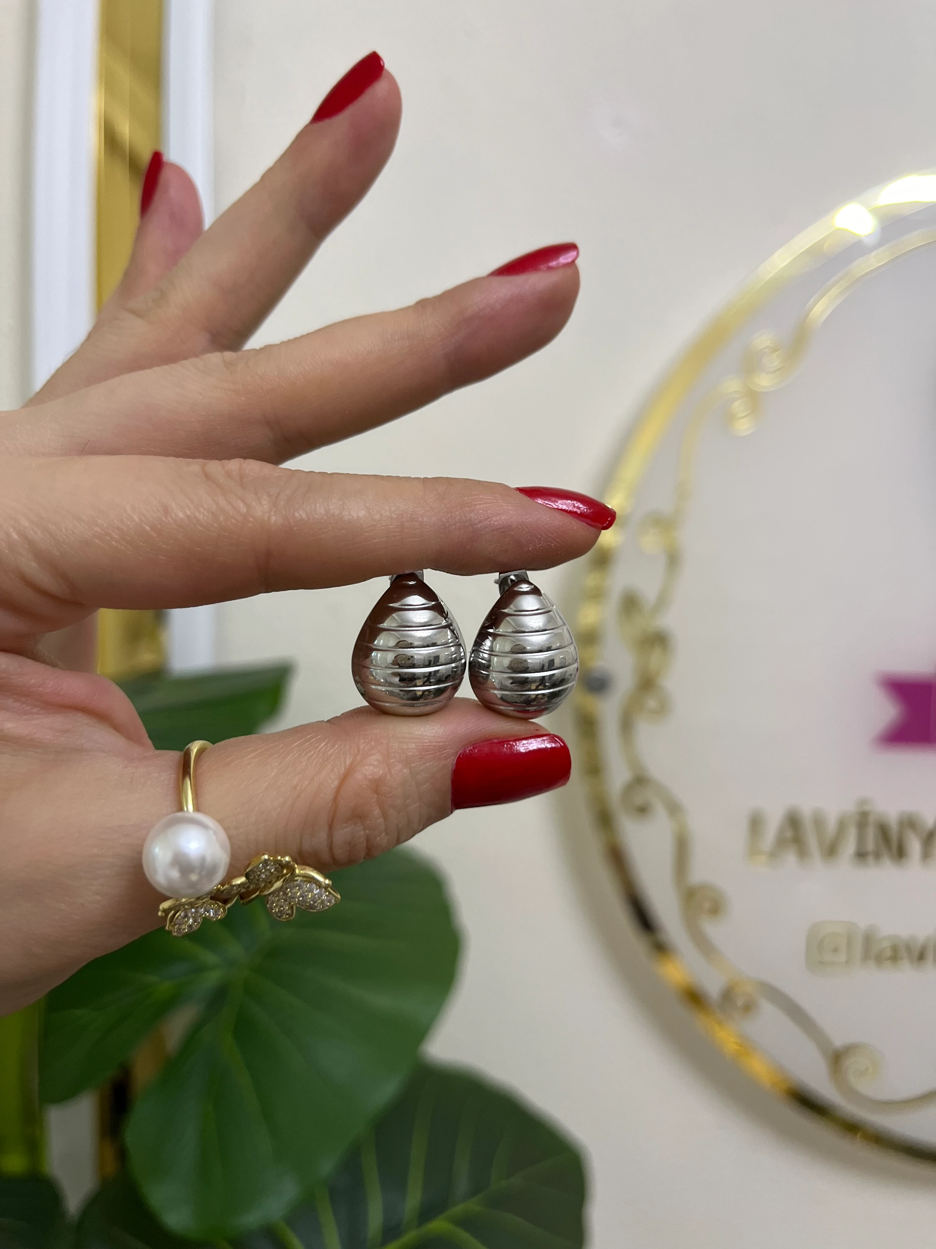 Damla silver çelik küpe-LAVİNYA