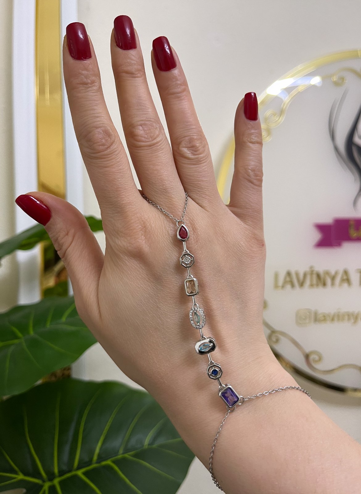 Renkli taşlı silver şahmeran-LAVİNYA