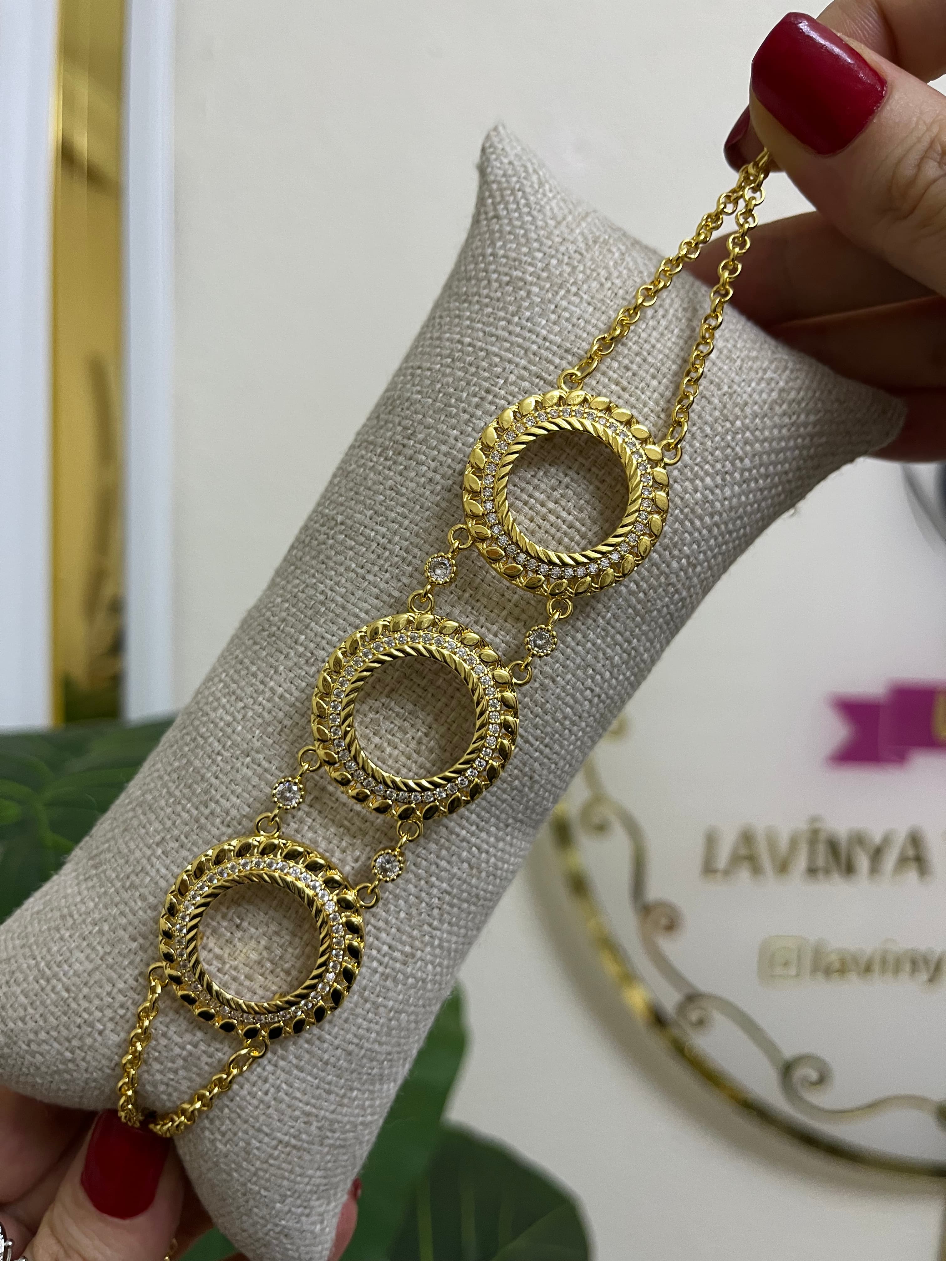 Üçlü 22k özel seri çeyreklik bileklik-LAVİNYA