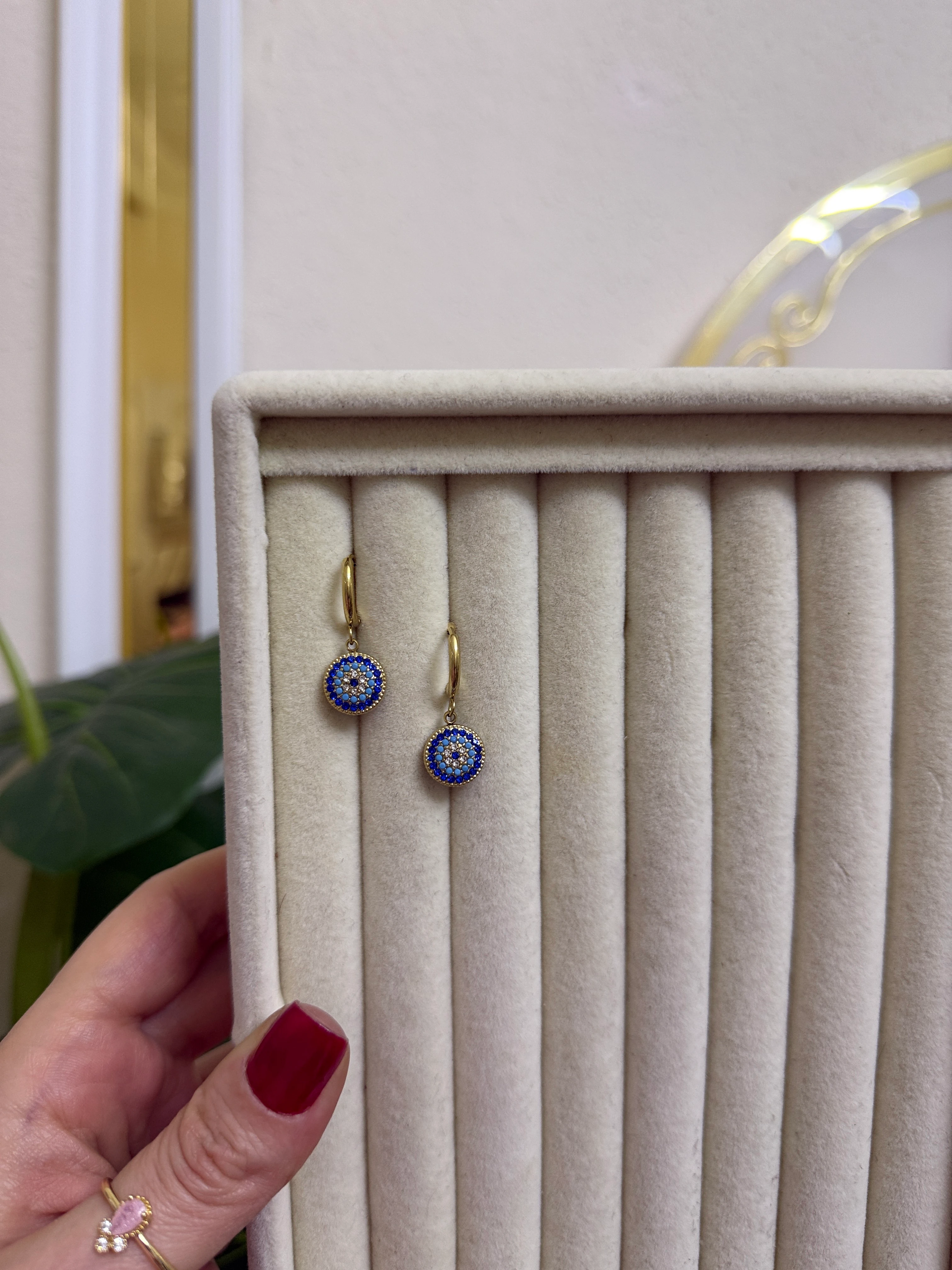 Nazar boncuklu çelik küpe-LAVİNYA