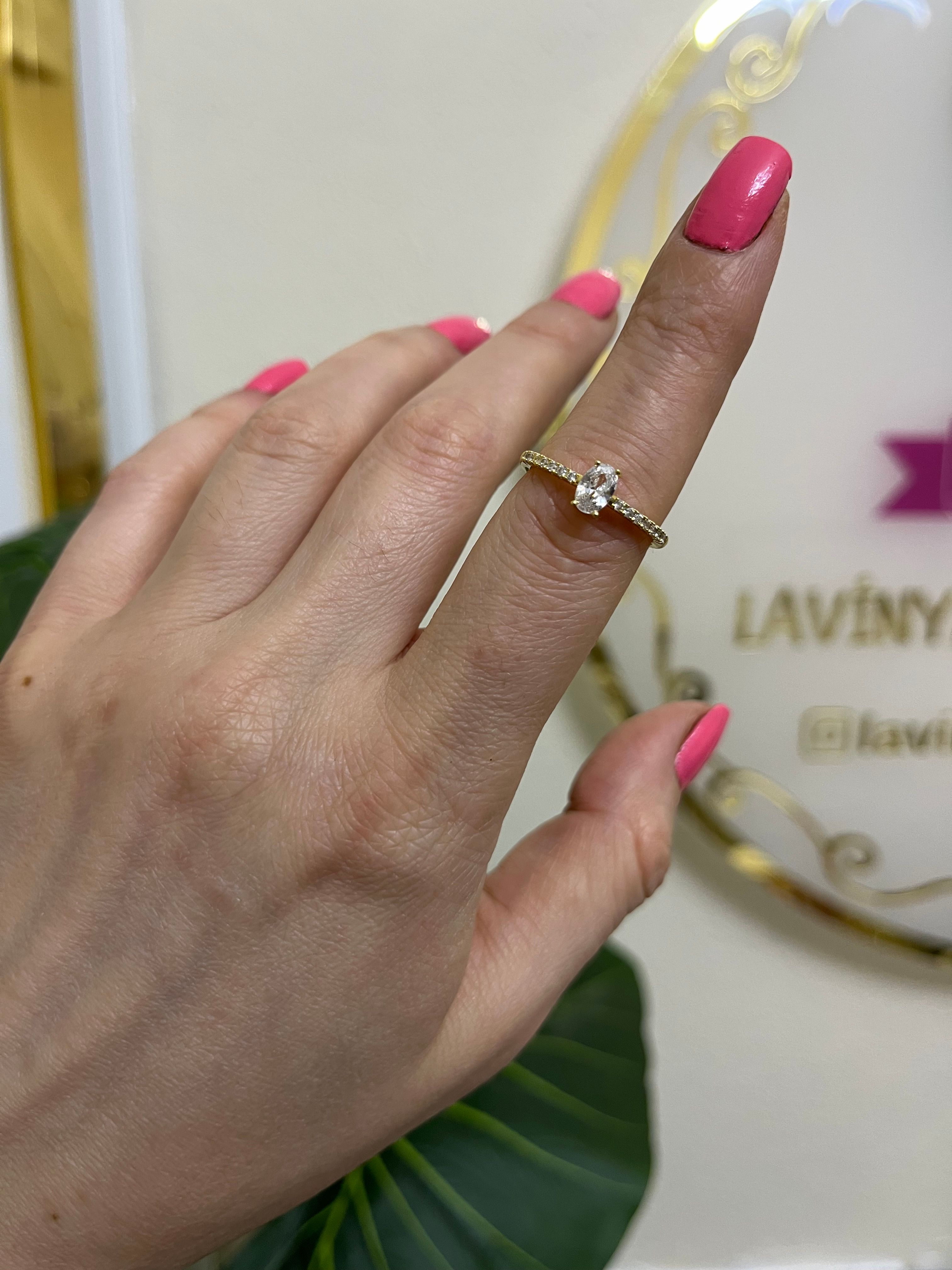 14k özel seri tektaş yüzük-LAVİNYA