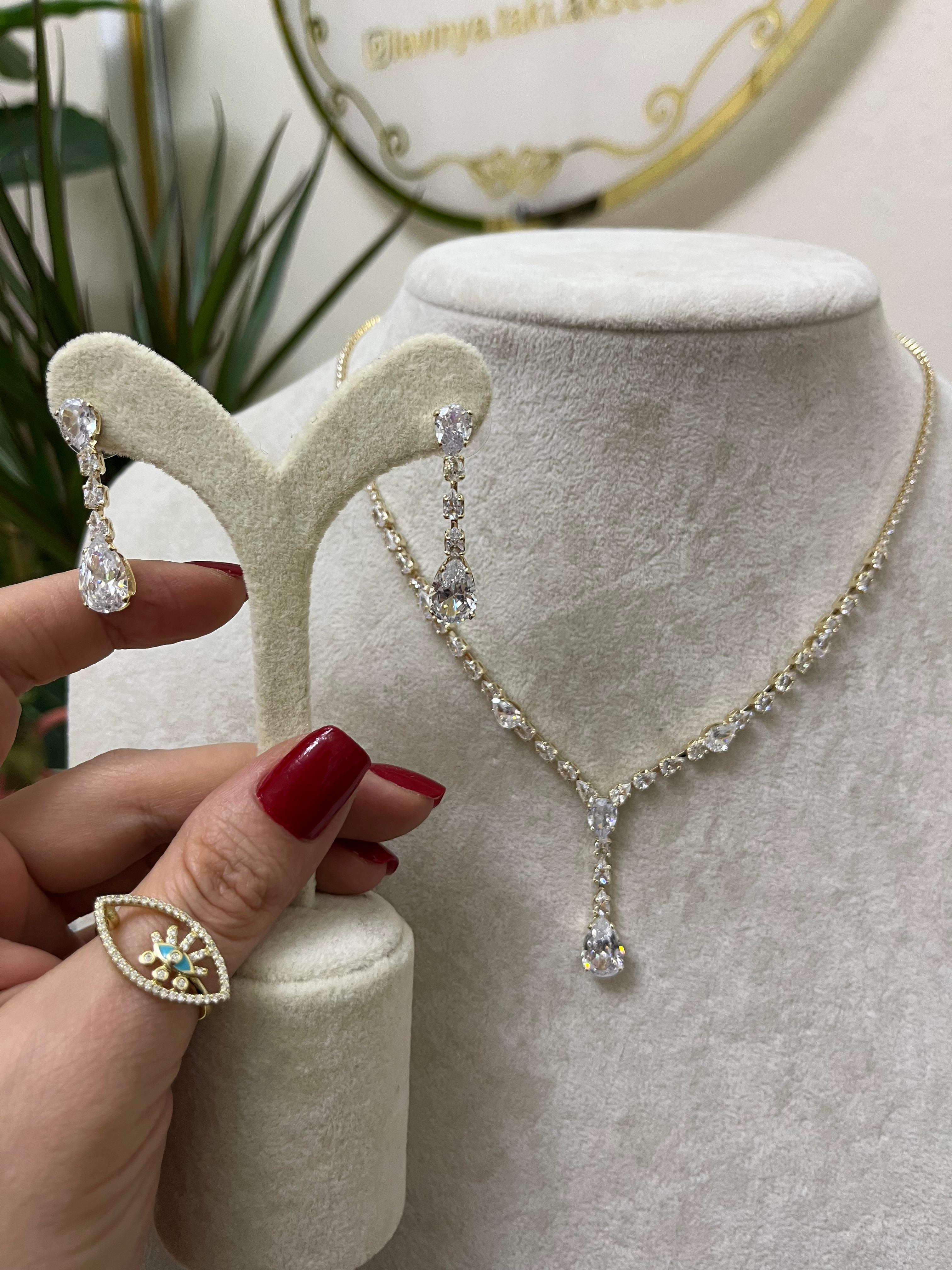 Pırlanta seri gold set-LAVİNYA