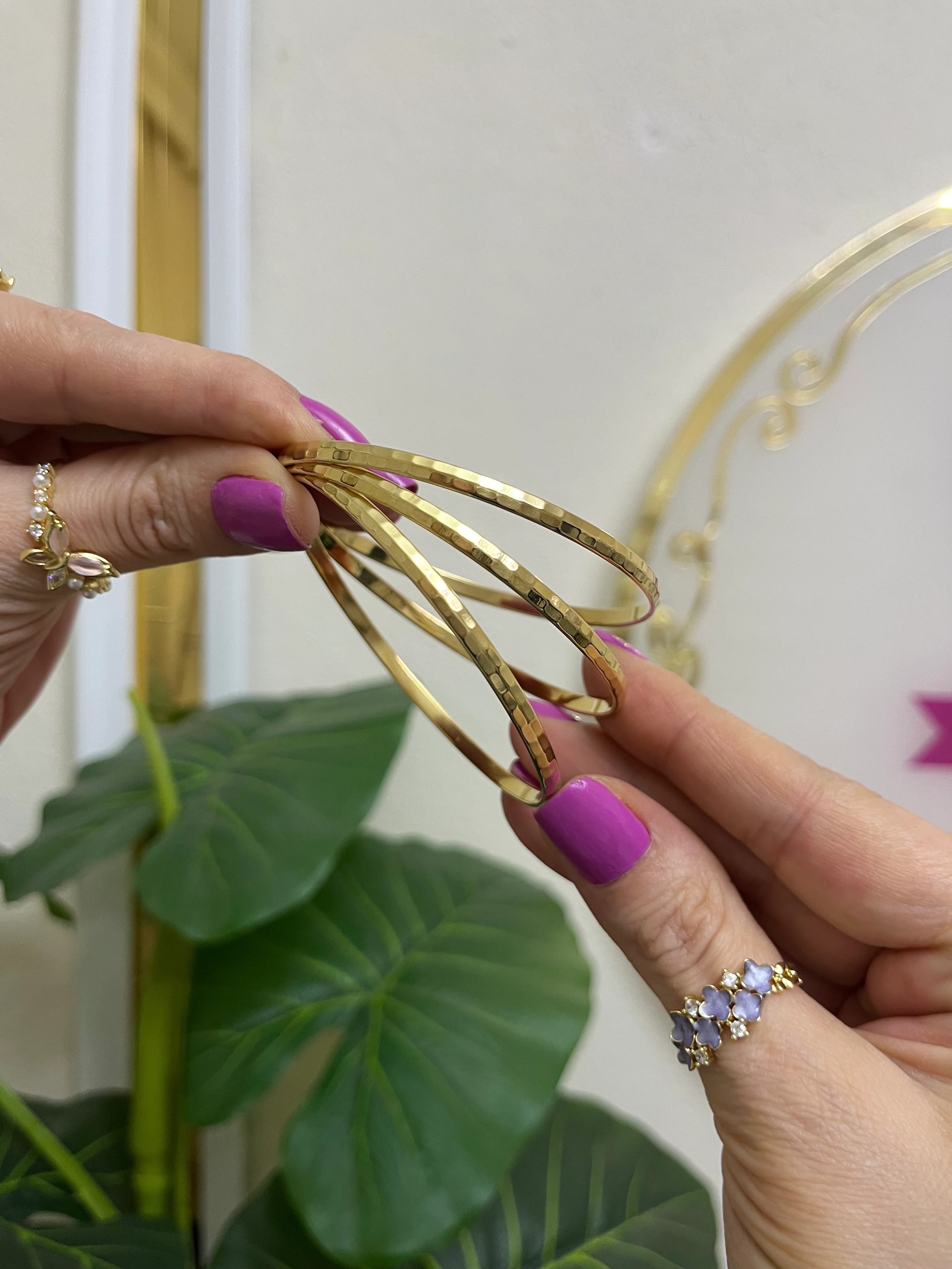 Aynalı çelik ajda bilezik 3 adet 6.5cm-LAVİNYA