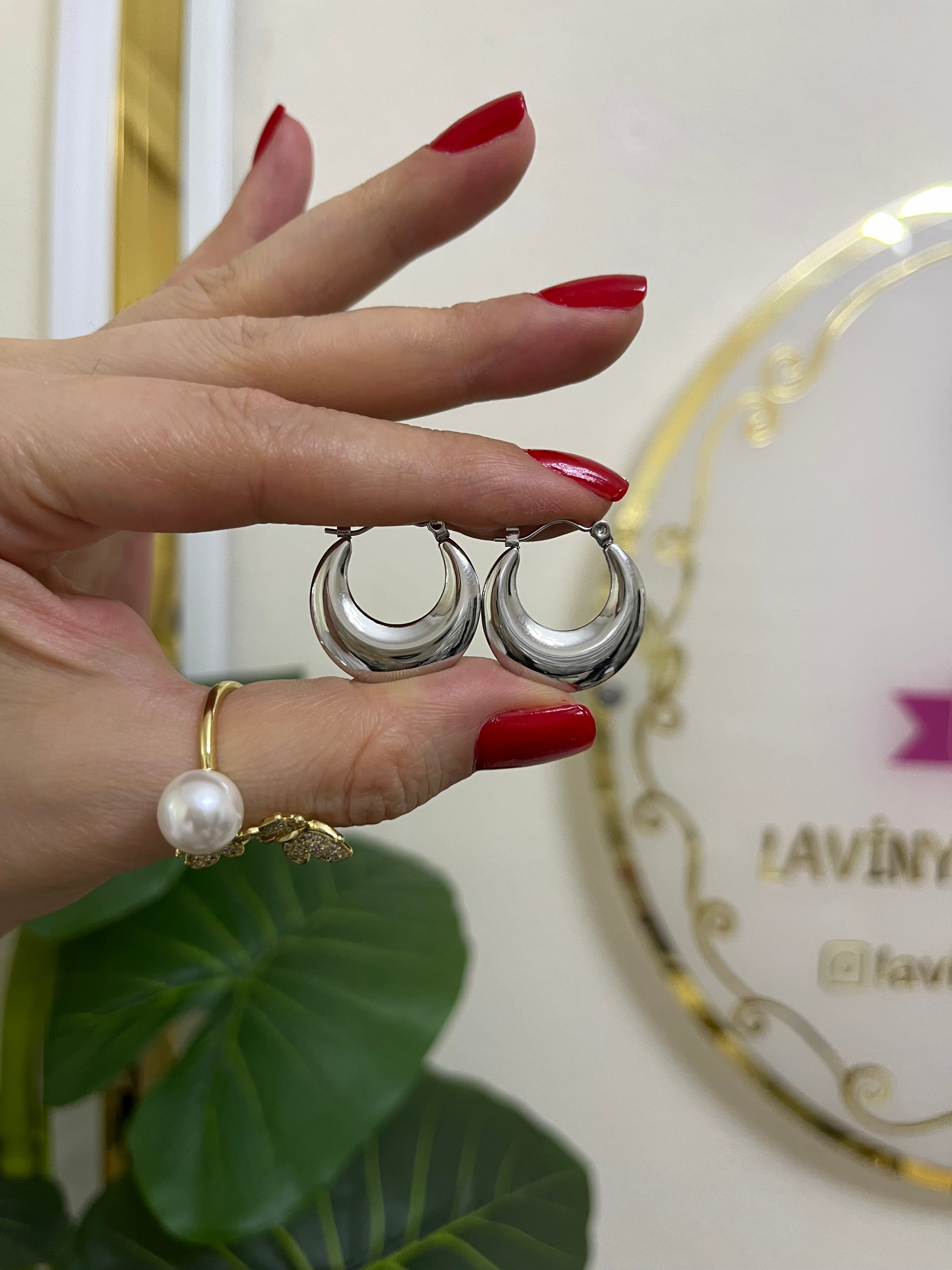 Çelik halka silver küpe-LAVİNYA