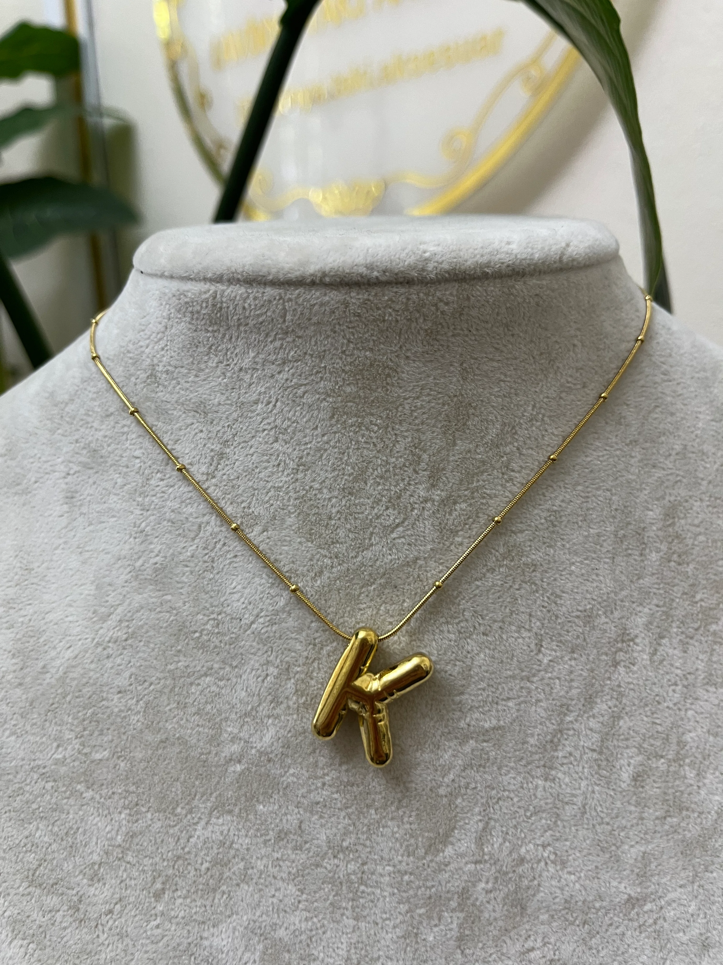 K harfi balon çelik harf kolye-LAVİNYA