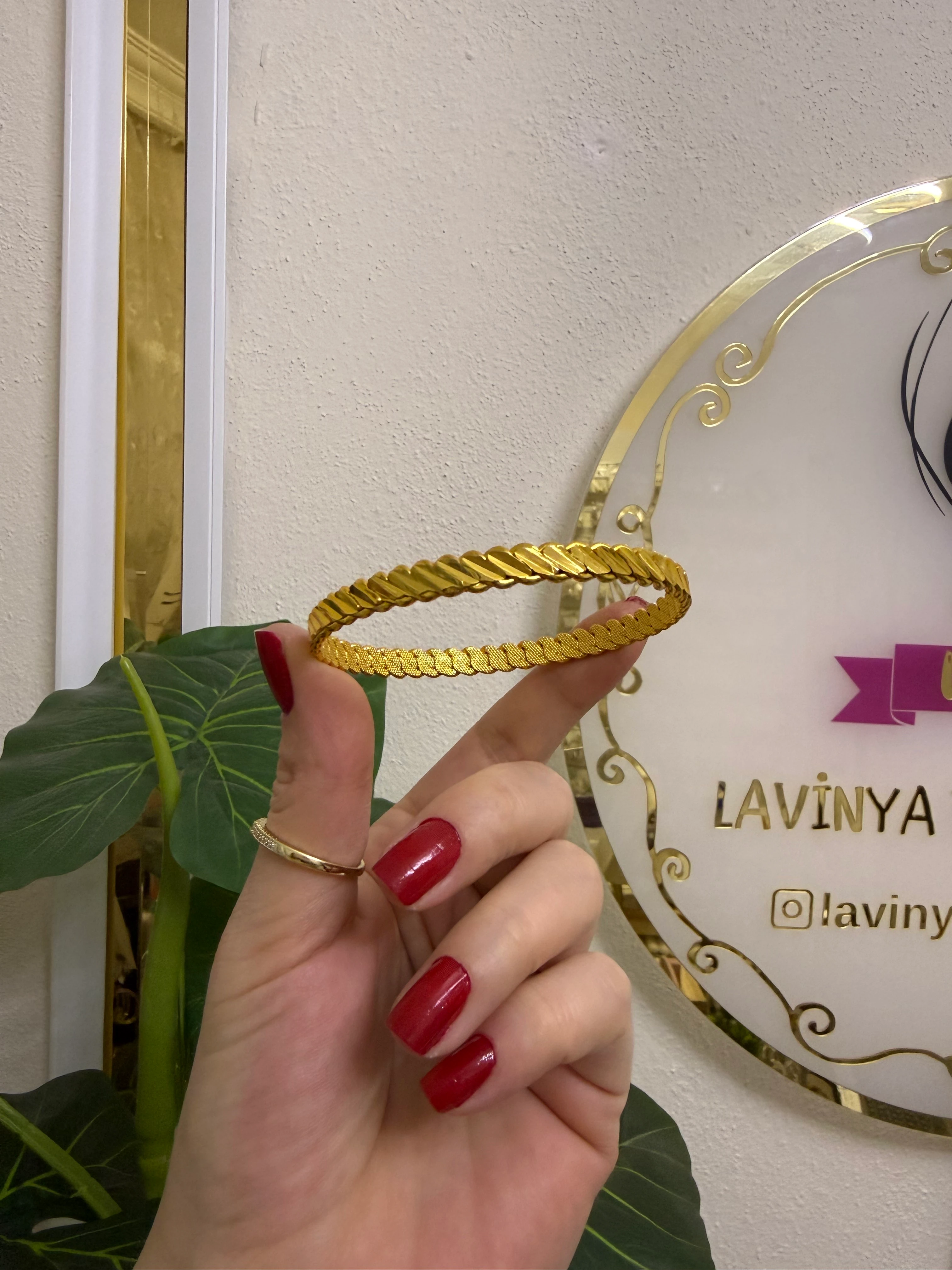 22k altın kaplama burma bilezik-LAVİNYA