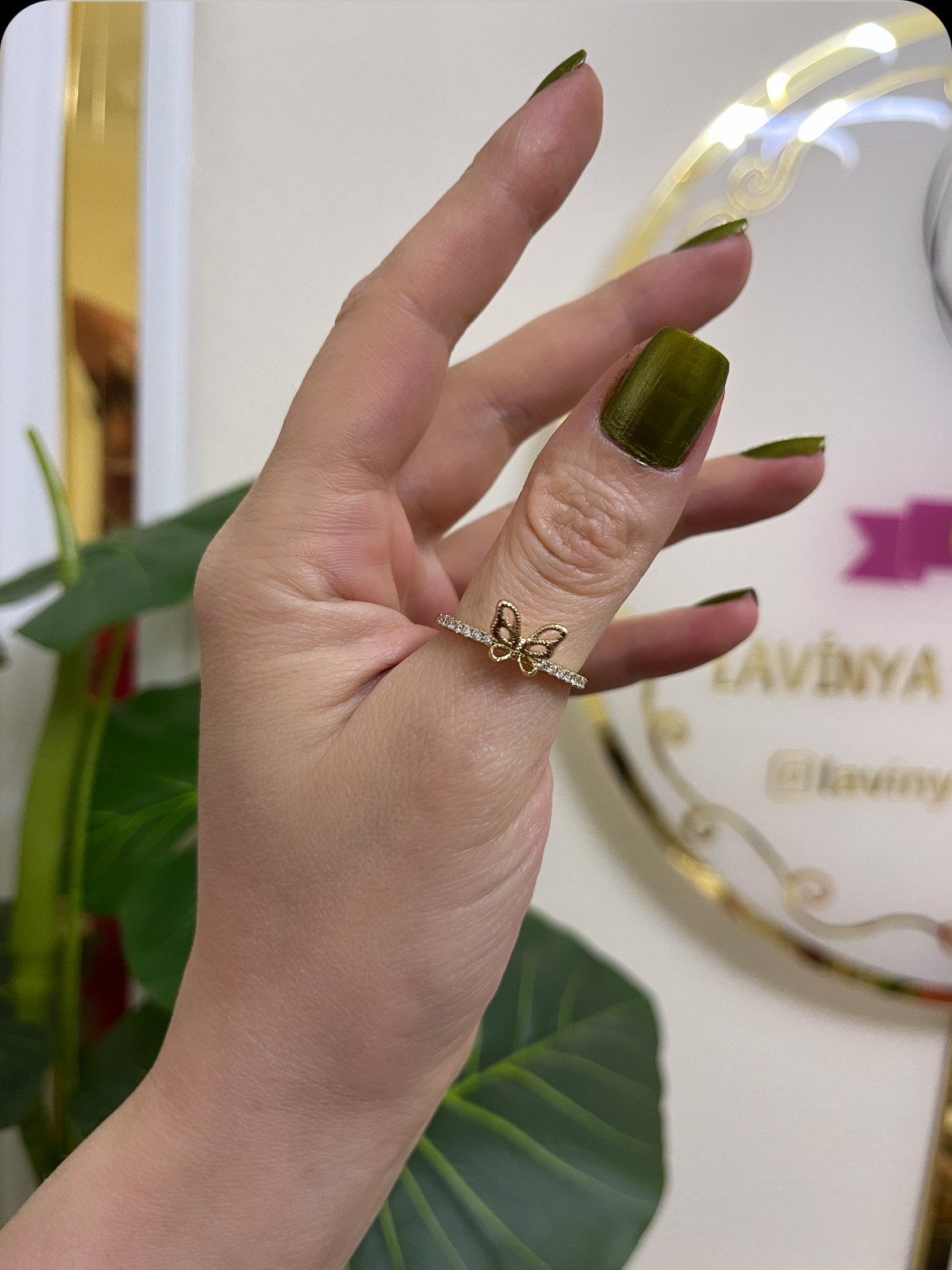 14k özel seri kelebek model baş parmak yüzüğü 10 no-LAVİNYA