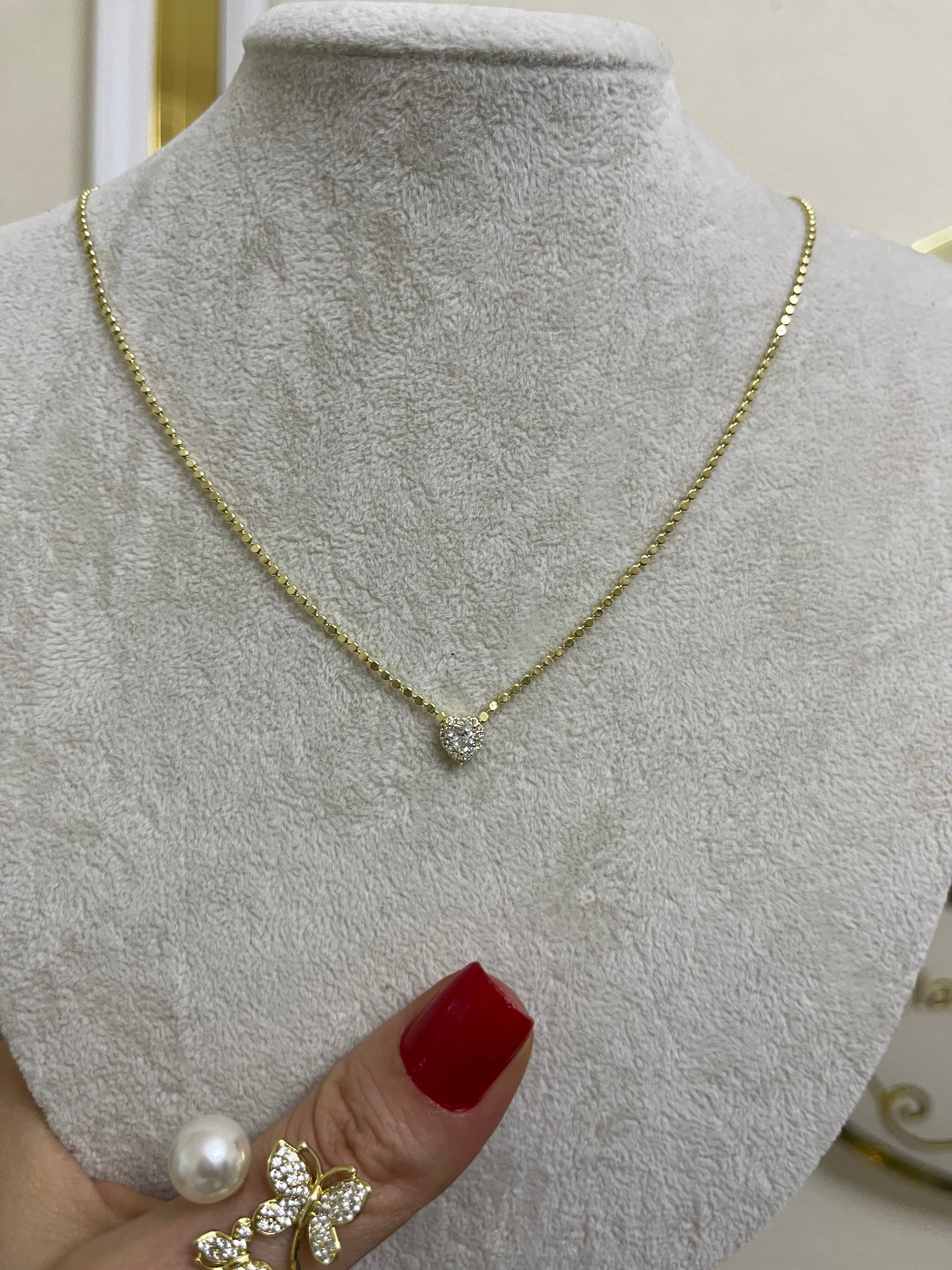 Pullu özel seri taşlı kalp kolye-LAVİNYA