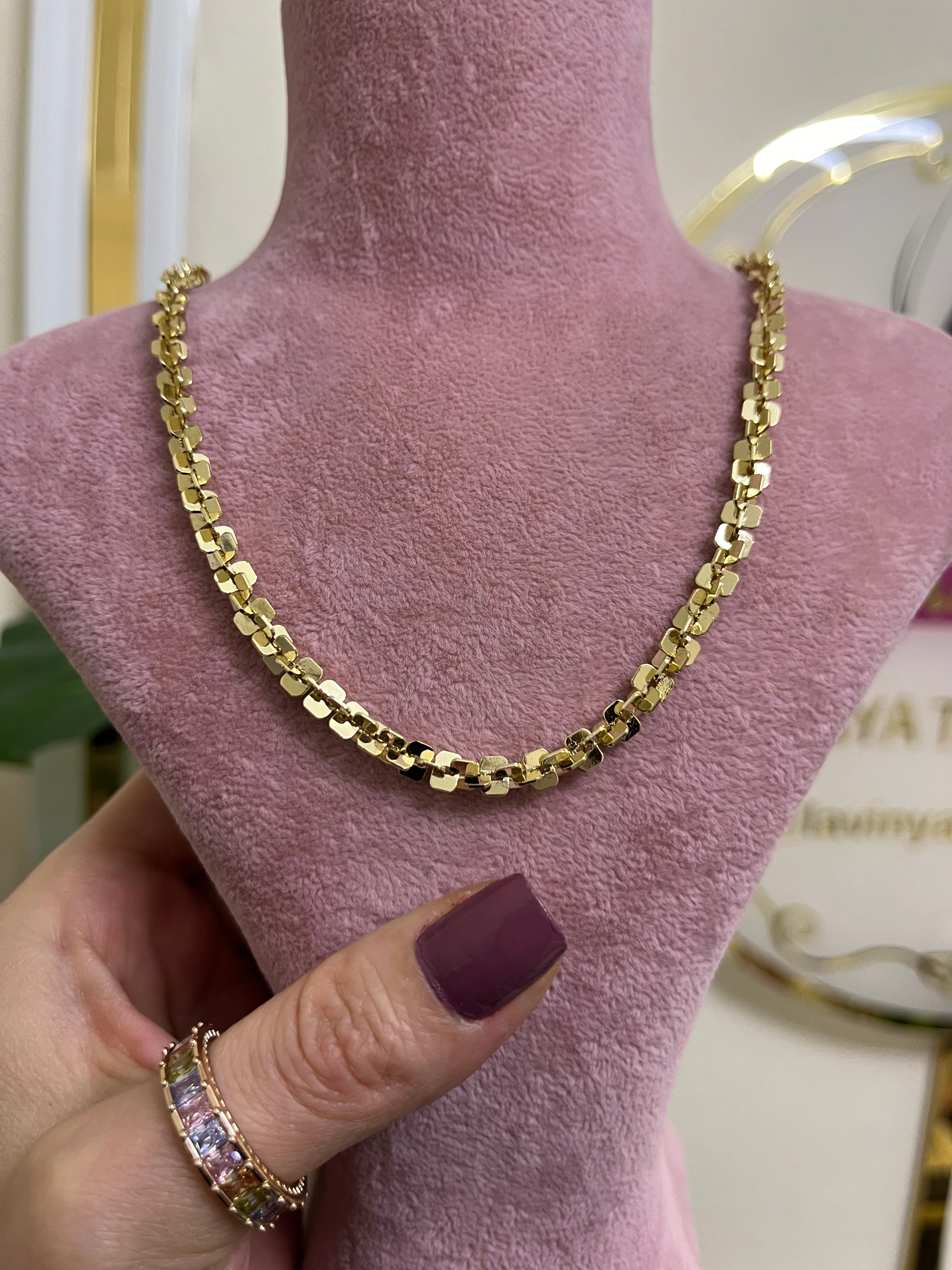 14k özel seri kalın zincir kolye-LAVİNYA
