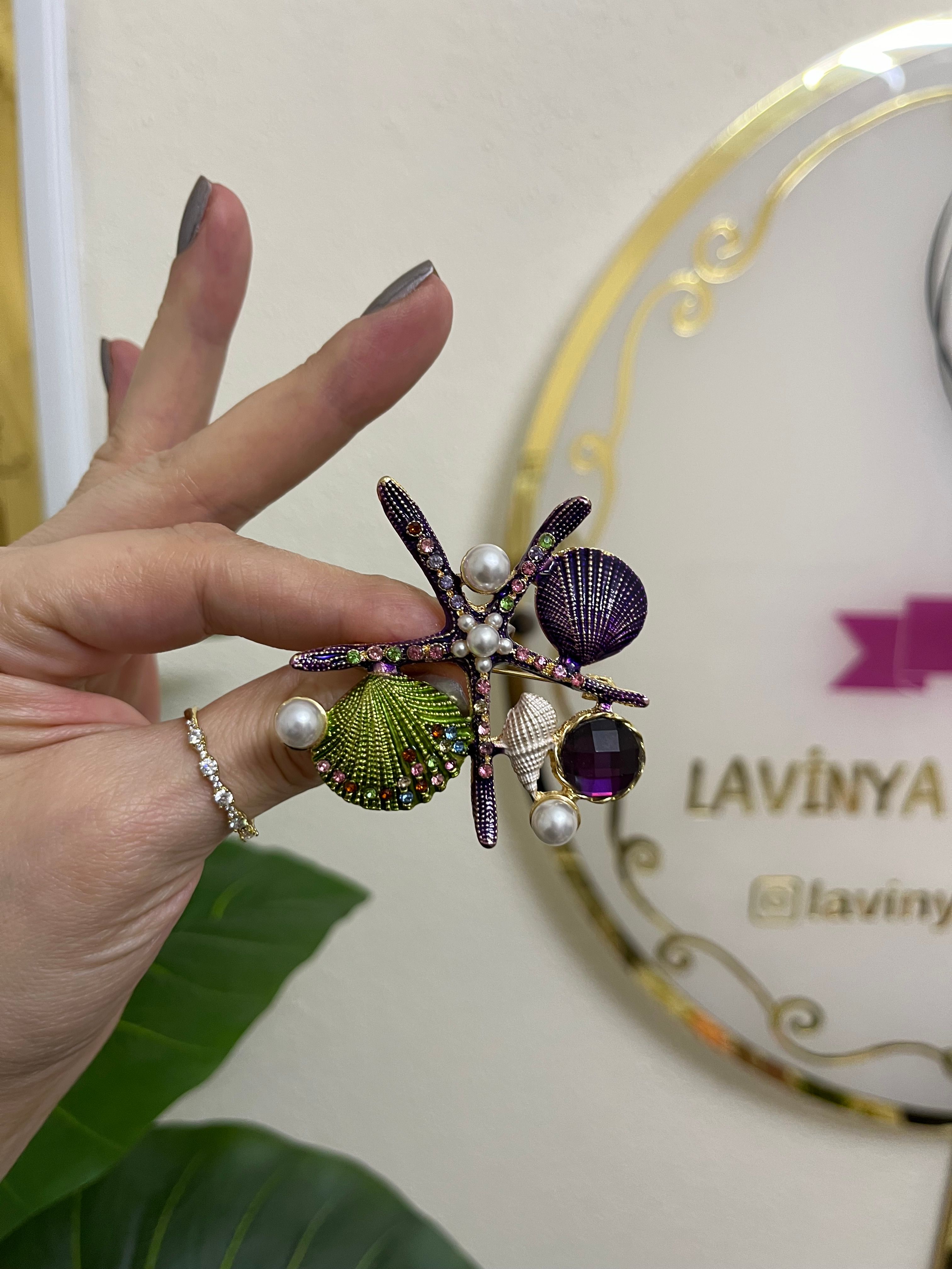 Deniz yıldızı aranjman broş-LAVİNYA
