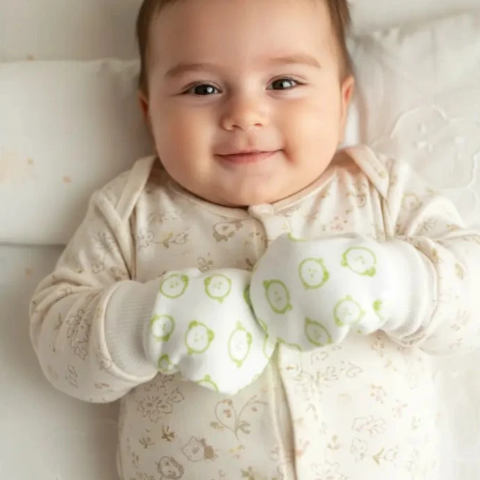 Desenli Pamuk Bebek Eldiveni