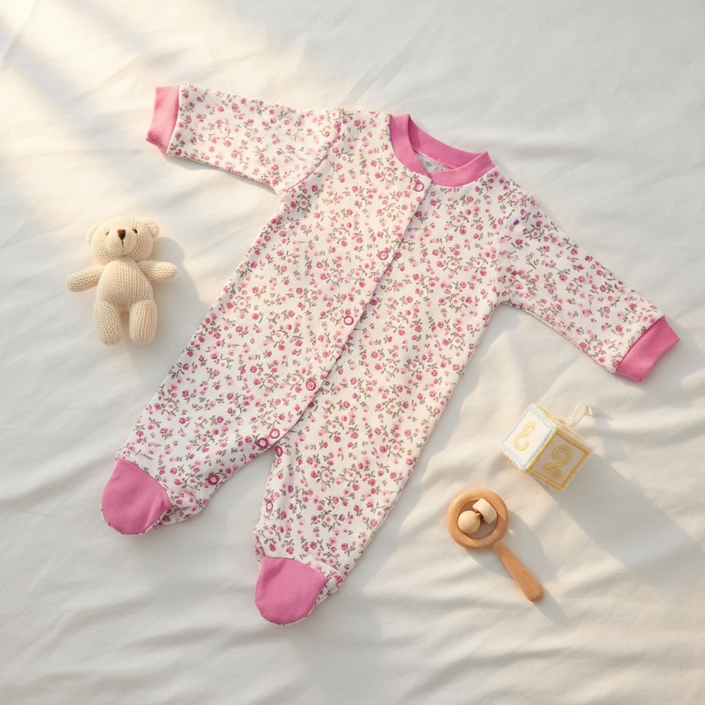 Organik Pamuk Bebek Tulum - Pembe